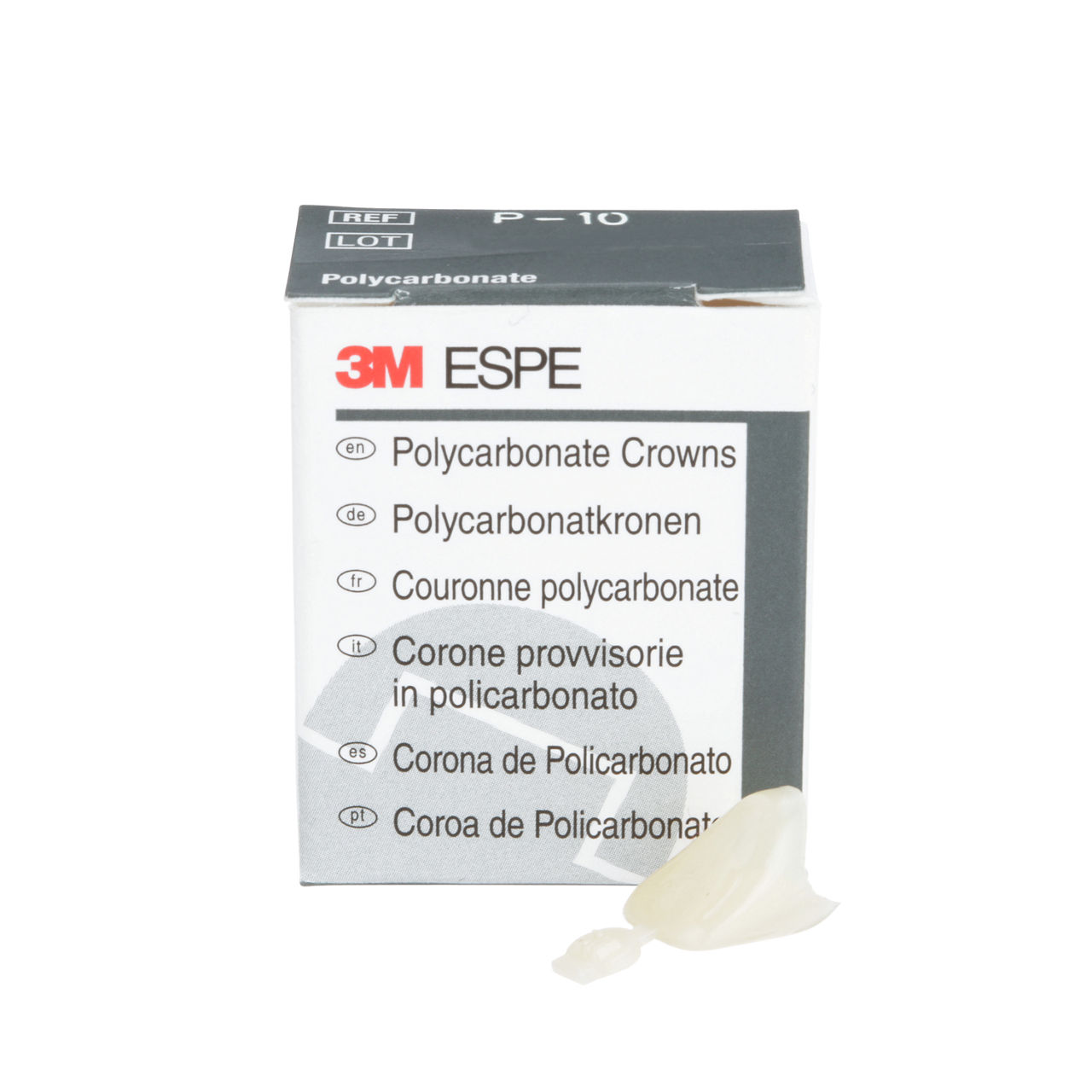 3M™ Polycarbonate Crowns, 10, Upper Right Central, 5 Crowns