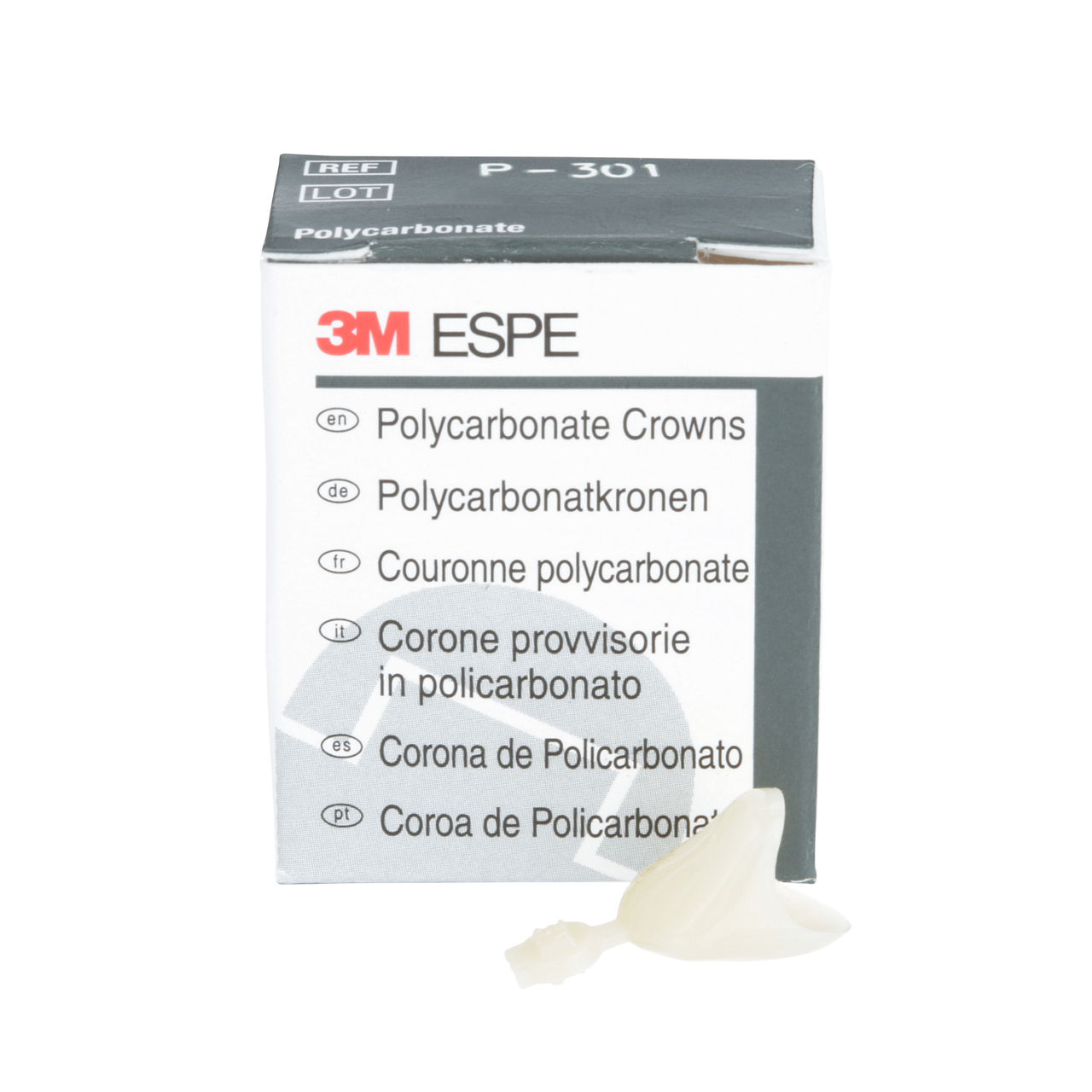 3M™ Polycarbonate Crowns, 301, Upper Right Cuspid, 5 Crowns