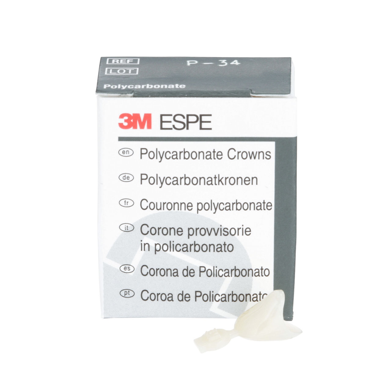 3M™ Polycarbonate Crowns, 34, Upper Right Cuspid, 5 Crowns