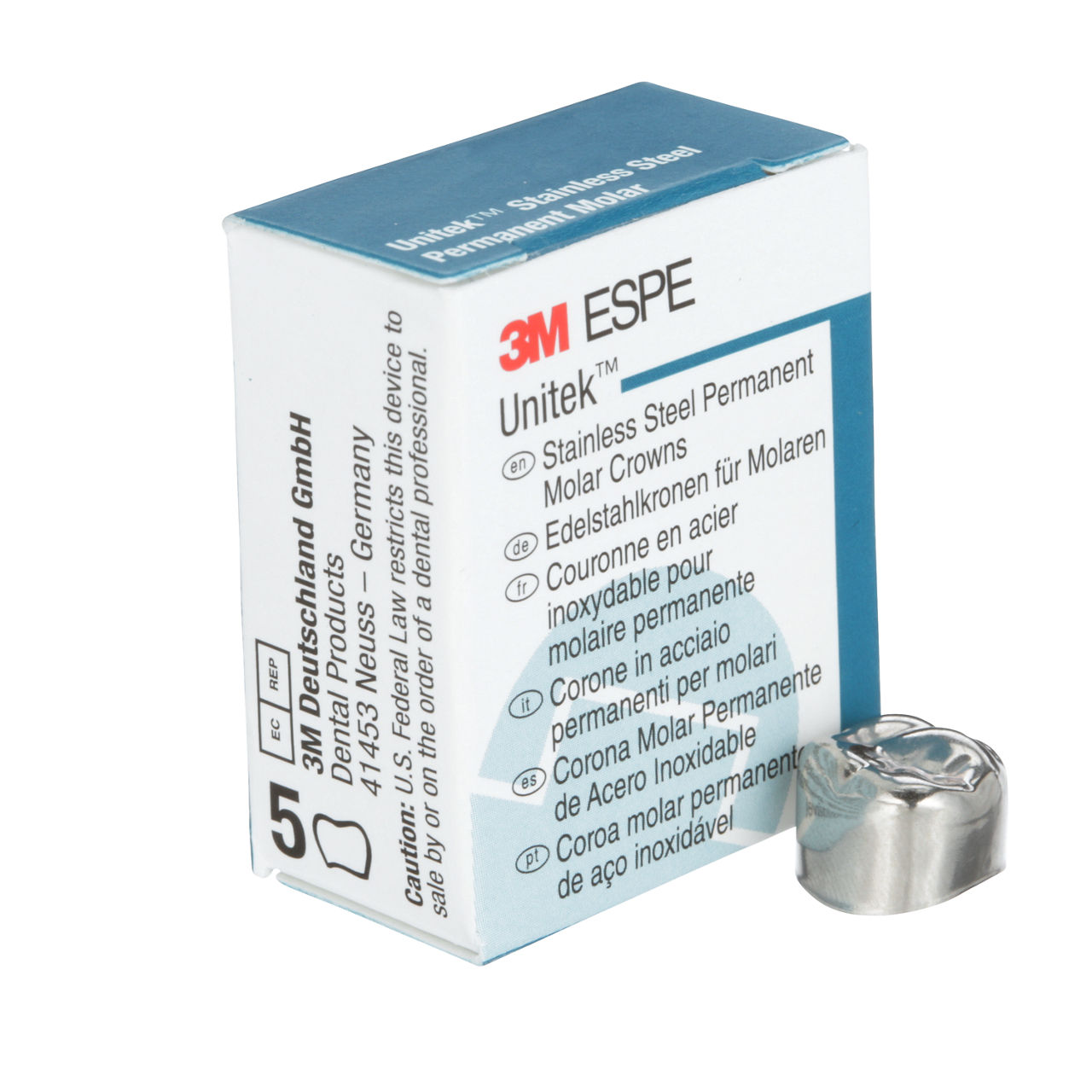 3M ESPE Unitek Stainless Steel First Permanent Molar Crown, 900323, upper right, size 3