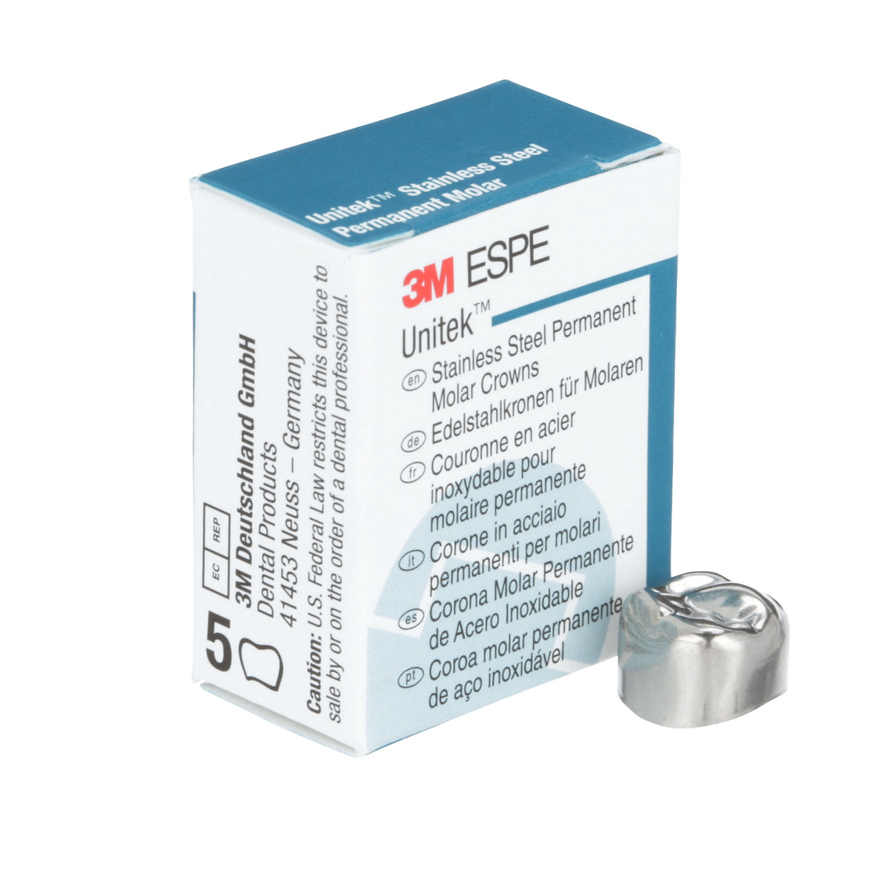 3M ESPE Unitek Stainless Steel First Permanent Molar Crown, 900324, upper right, size 4