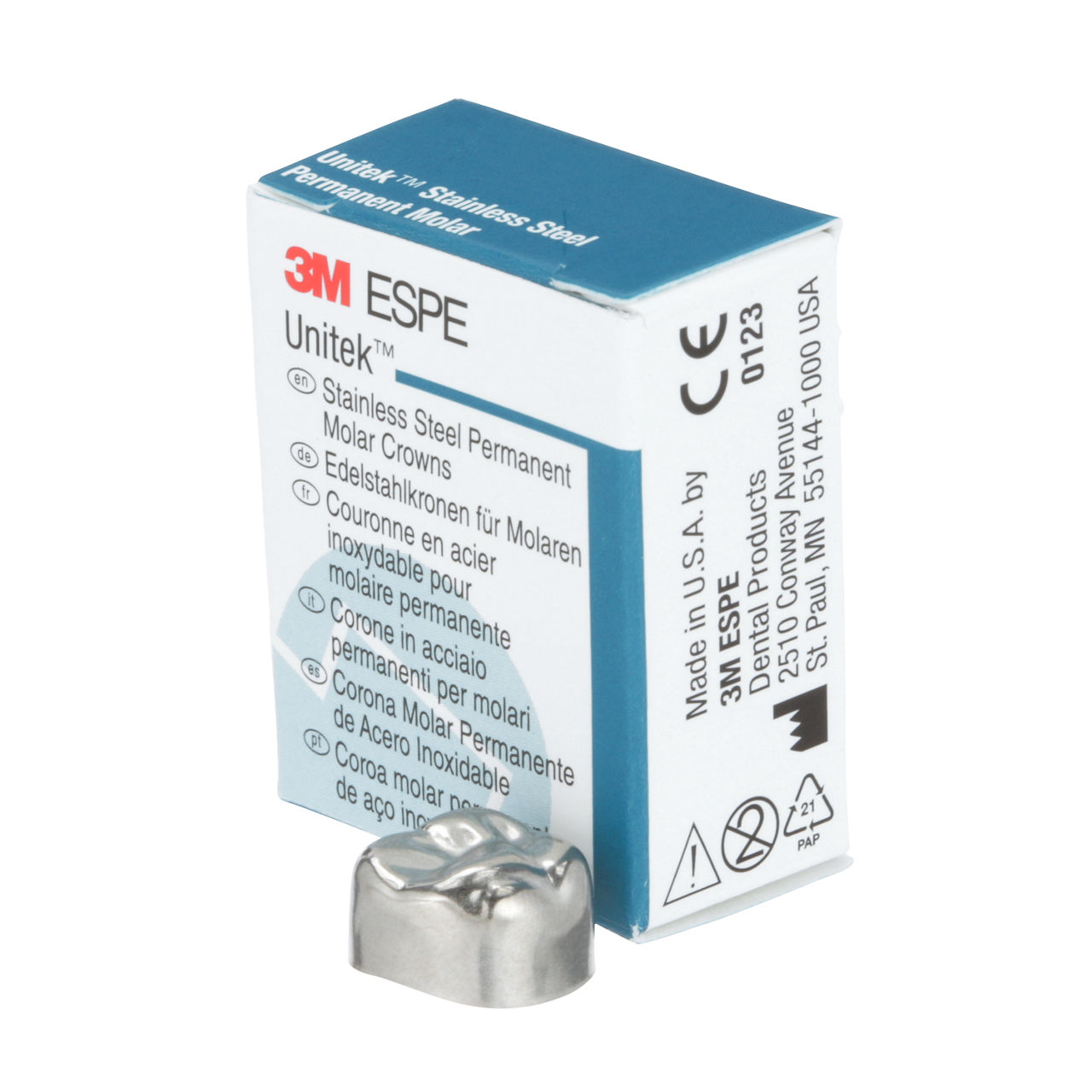 3M ESPE Unitek Stainless Steel First Permanent Molar Crown, 900324, upper right, size 4