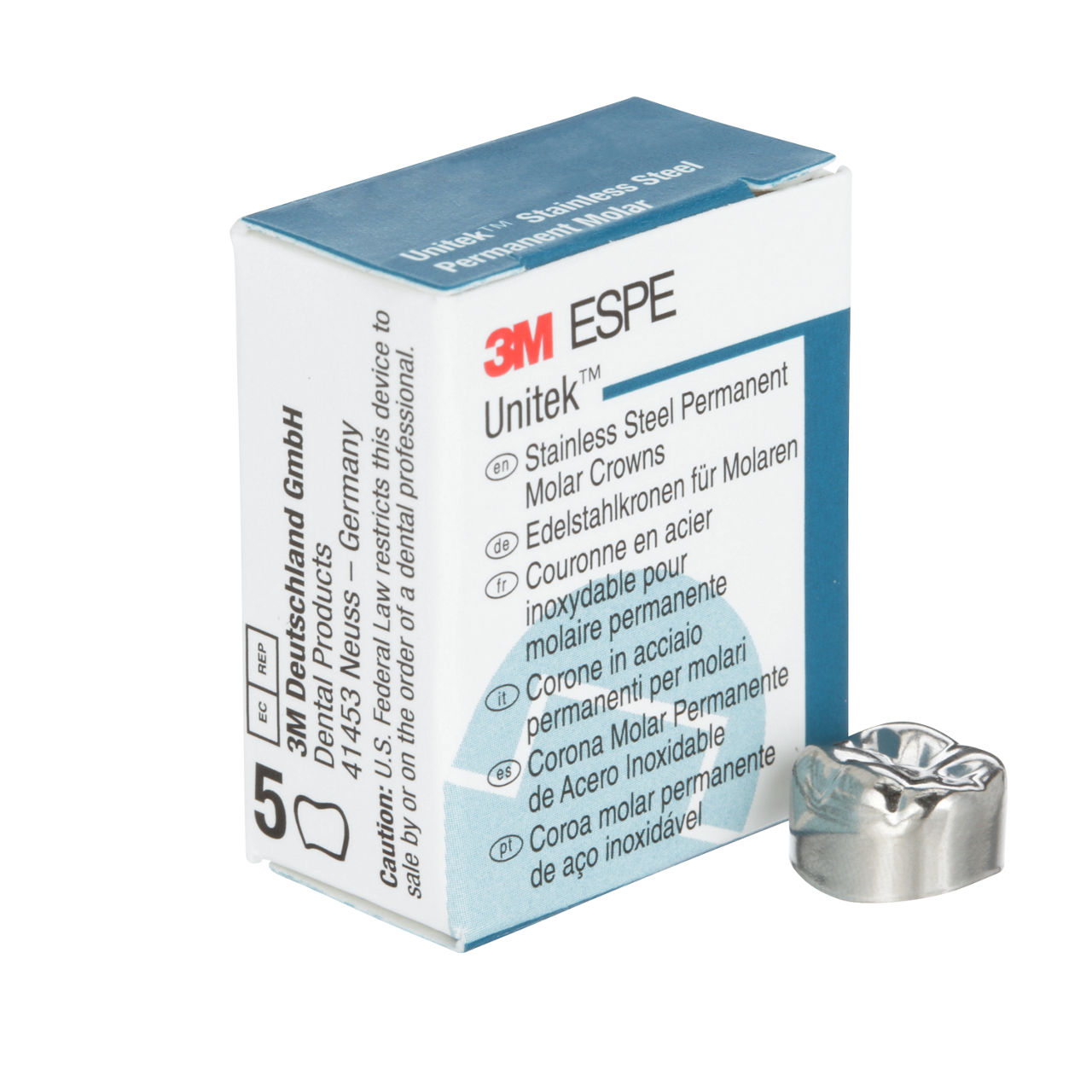 3M ESPE Unitek Stainless Steel First Permanent Molar Crown, 900344, lower right, size 4