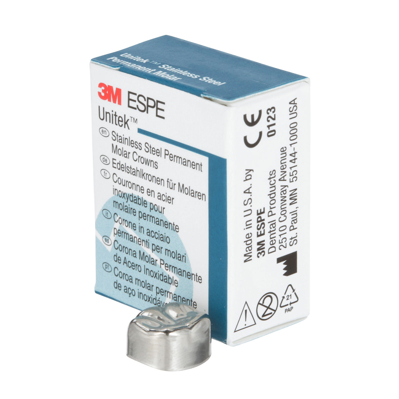 3M ESPE Unitek Stainless Steel First Permanent Molar Crown, 900344, lower right, size 4