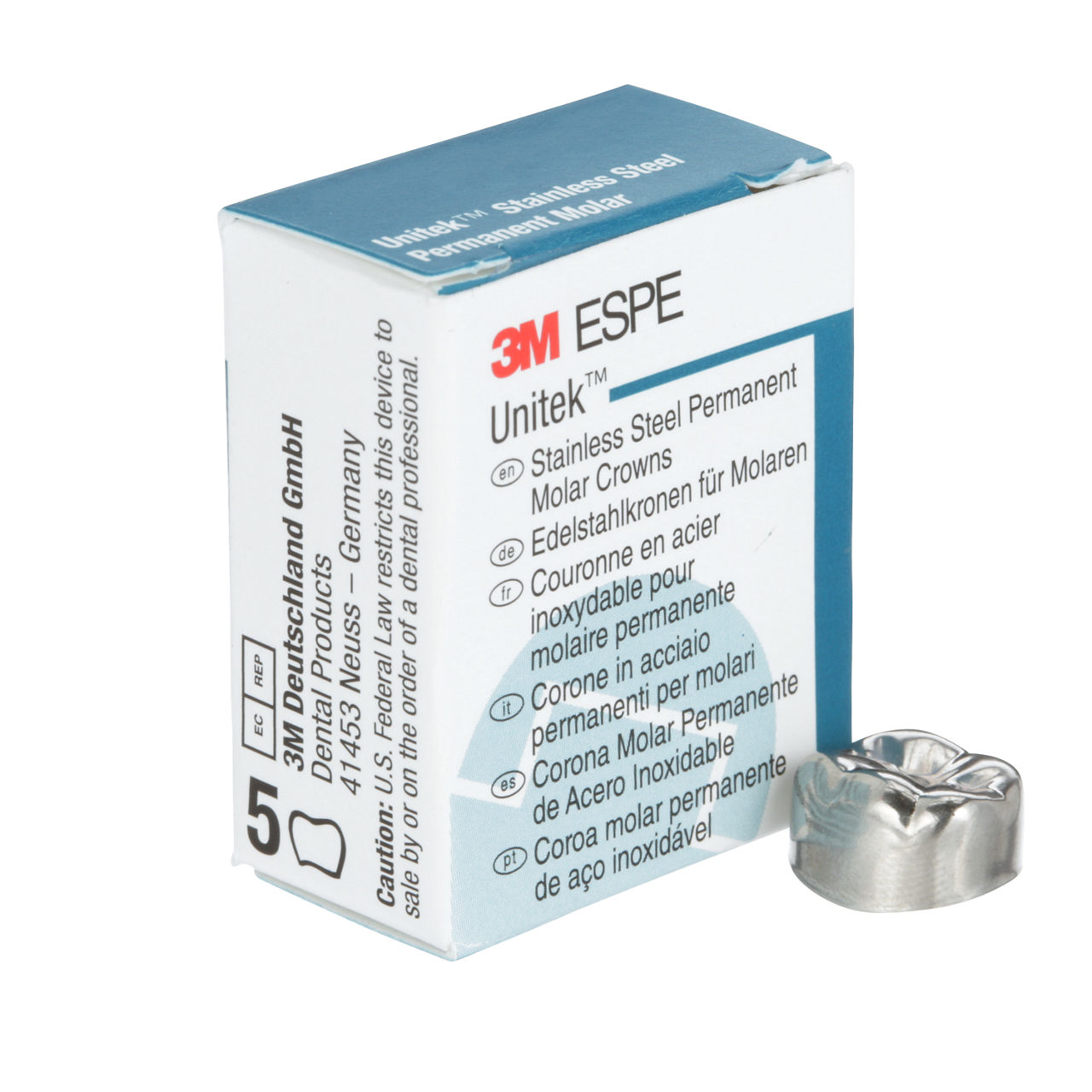 3M ESPE Unitek Stainless Steel First Permanent Molar Crown, 900345, lower right, size 5