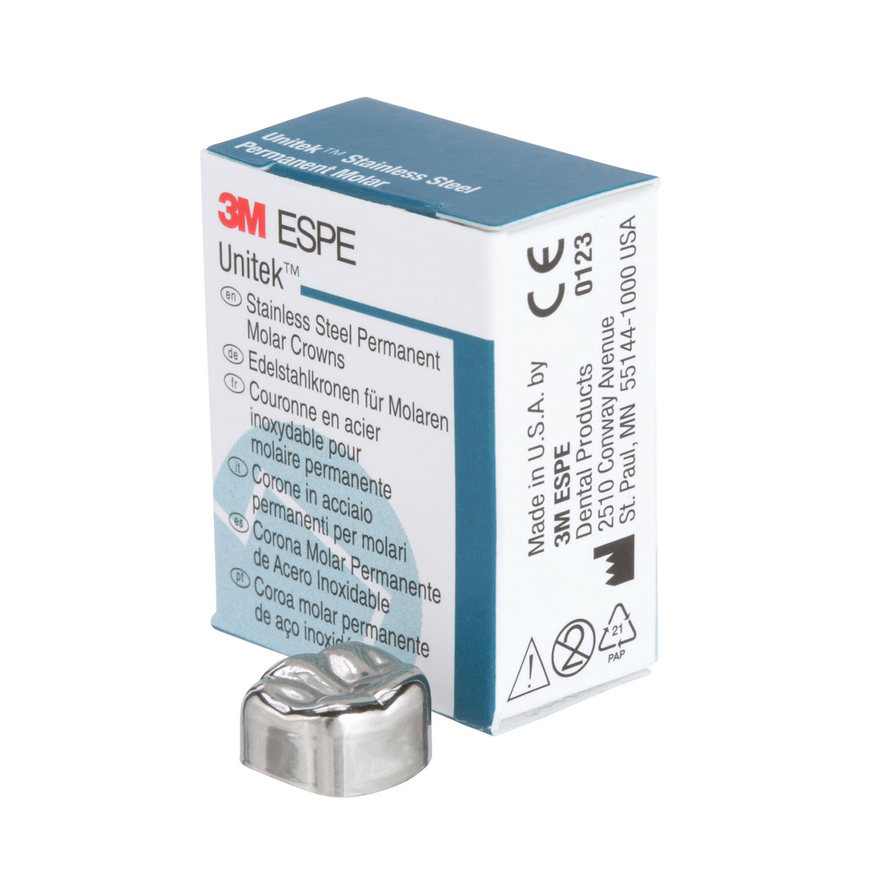 3M ESPE Unitek Stainless Steel First Permanent Molar Crown, 900346, lower right, size 6