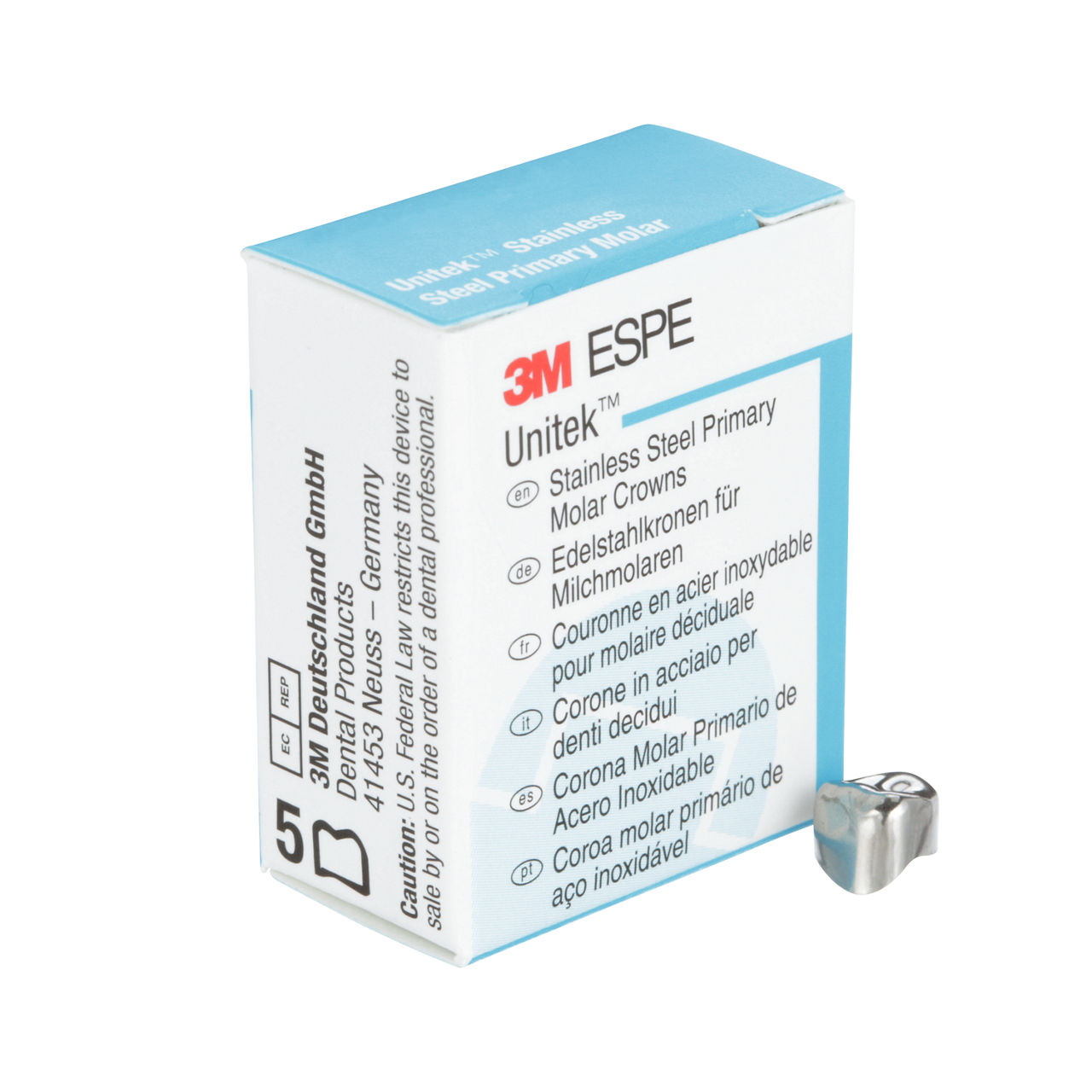 3M ESPE Unitek Stainless Steel First Primary Molar Crown, 900121, upper right, size 1