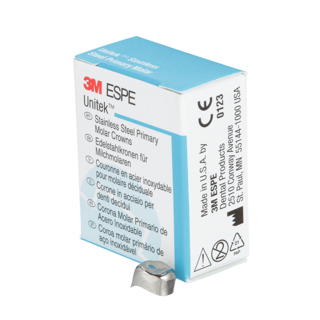 3M ESPE Unitek Stainless Steel First Primary Molar Crown, 900121, upper right, size 1