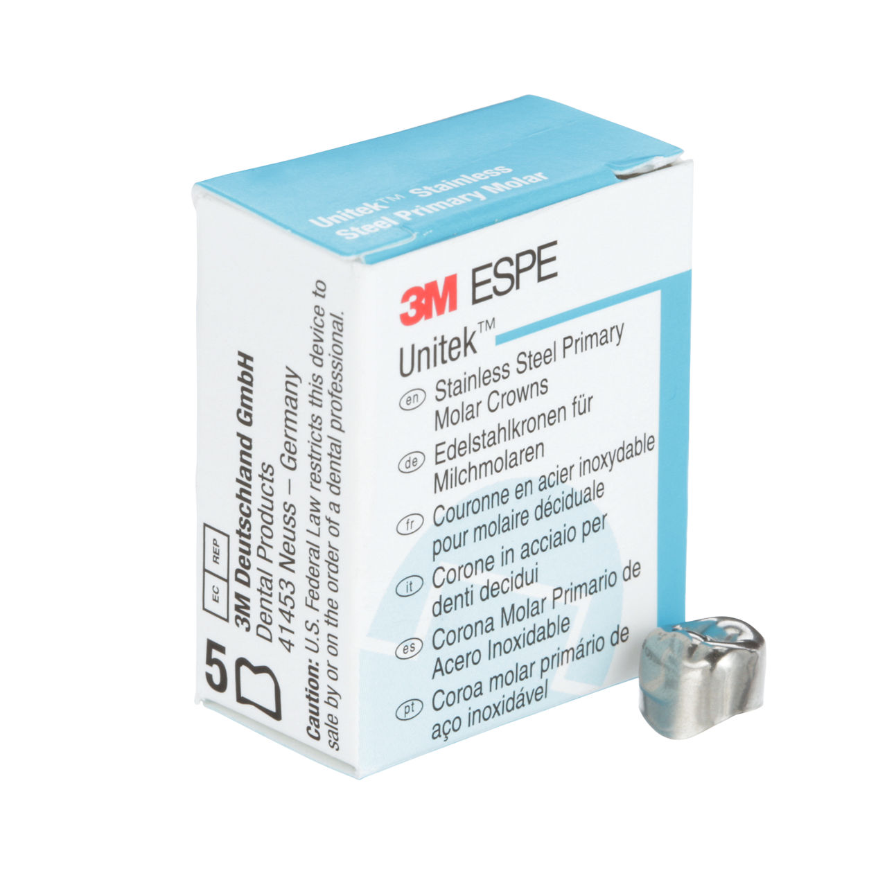 3M ESPE Unitek Stainless Steel First Primary Molar Crown, 900125, upper right, size 5