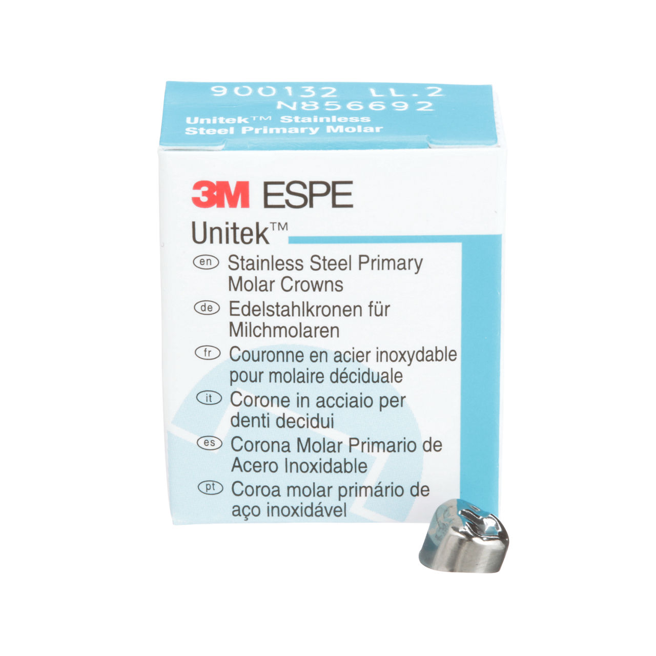 3M™ Unitek™ Stainless Steel Primary Molar Crowns, 900132, Lower LeftFirst Primary Molar, Size 2, 5 Crowns