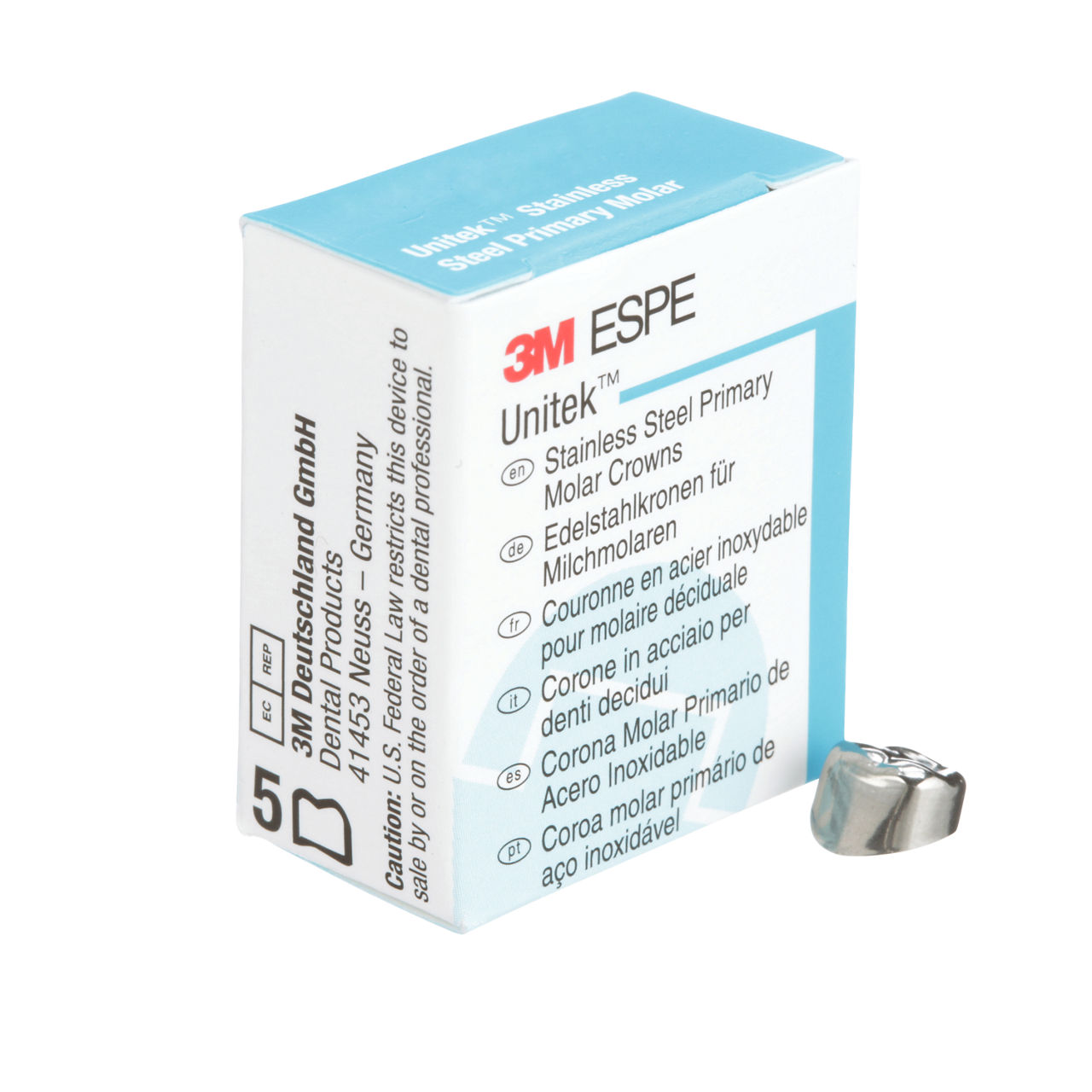 3M ESPE Unitek Stainless Steel First Primary Molar Crown, 900142, lower right, size 2