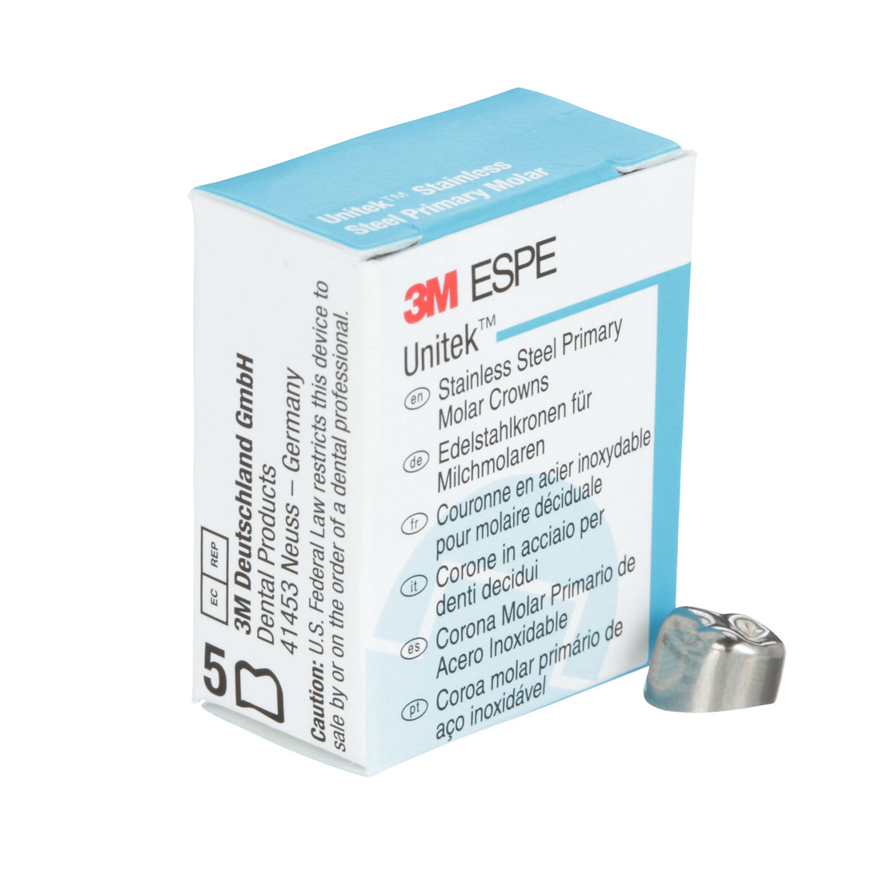 3M ESPE Unitek Stainless Steel First Primary Molar Crown, 900144, lower right, size 4