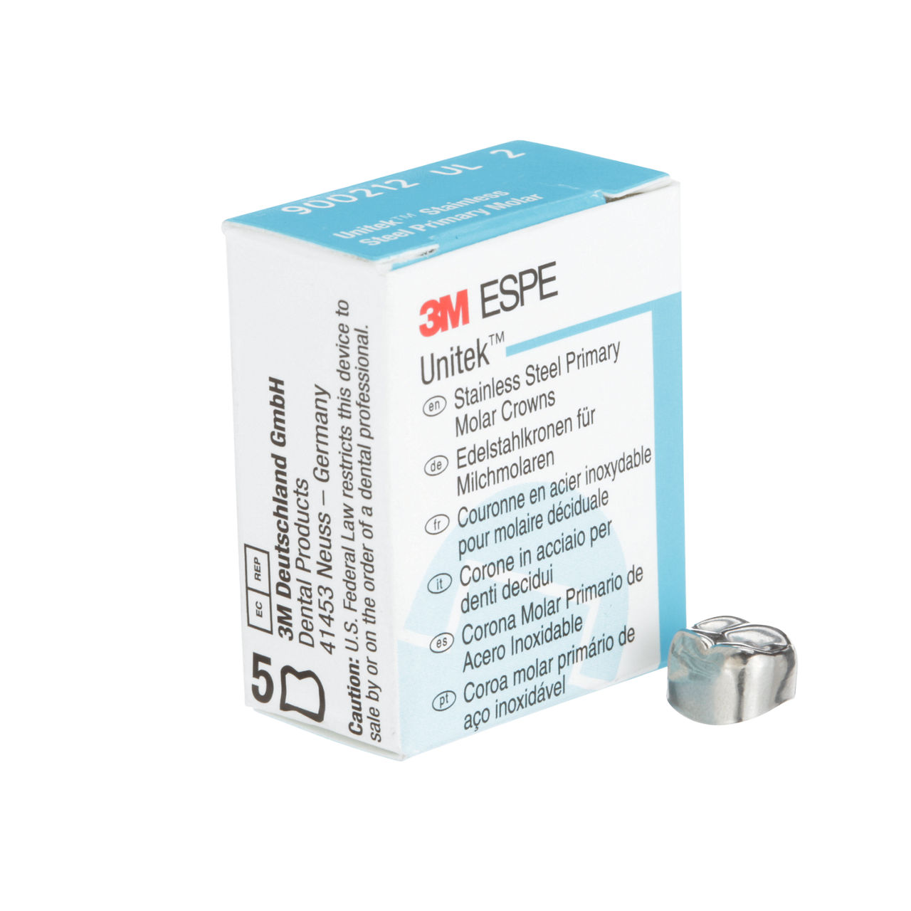 3M Unitek SS Second Primry Mlr Crown, U/L, Size 2 (5/bx), 900212