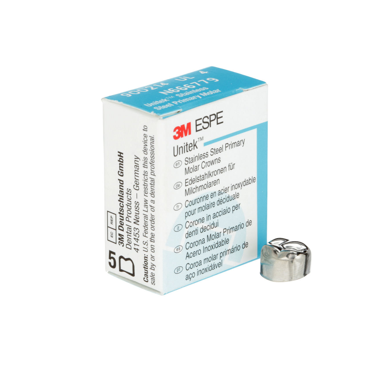 3M Unitek SS Scnd Prmry Mlr Crn, Upr Lft, Size4 (5/box), 900214