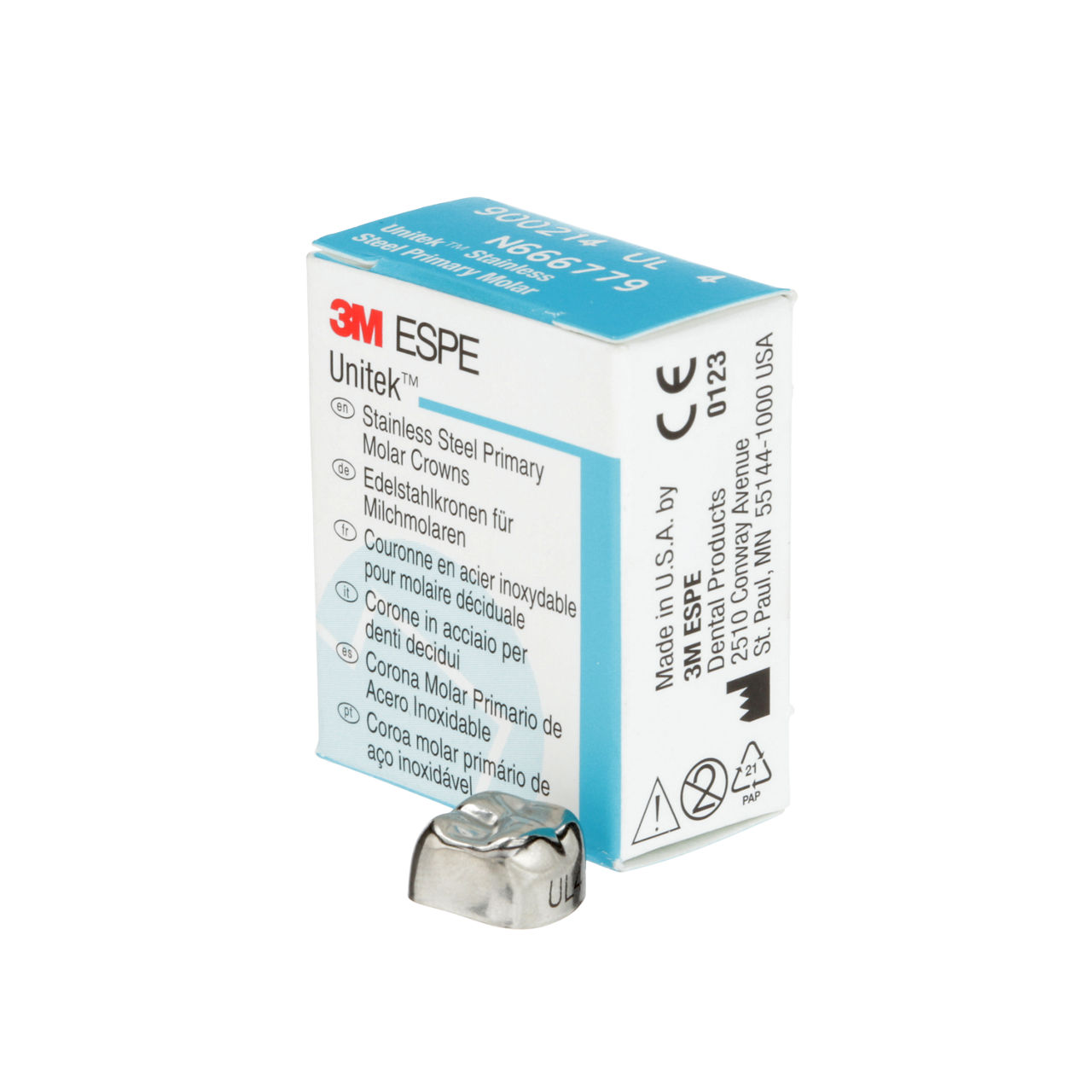 3M Unitek SS Scnd Prmry Mlr Crn, Upr Lft, Size4 (5/box), 900214