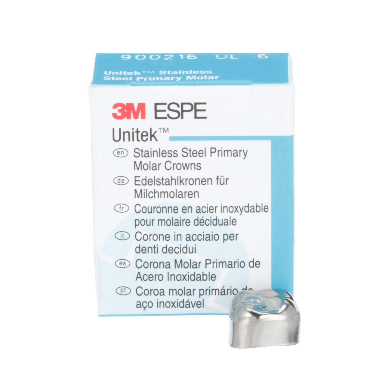 3M™ Unitek™ Stainless Steel Primary Molar Crowns, 900216, Upper LeftSecond Primary Molar, Size 6, 5 Crowns