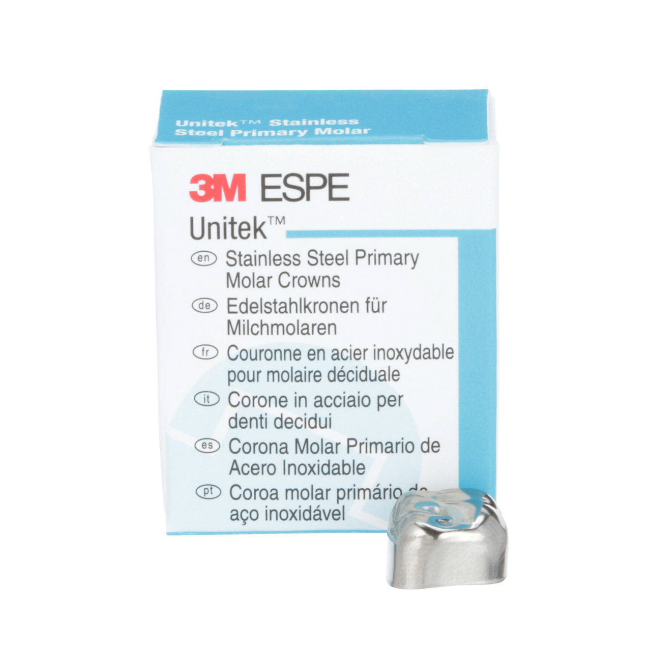 Couronne en acier inoxydable pour deuxièmes molaires primaires Unitek™3M™, 900226, supérieur droit, taille 6