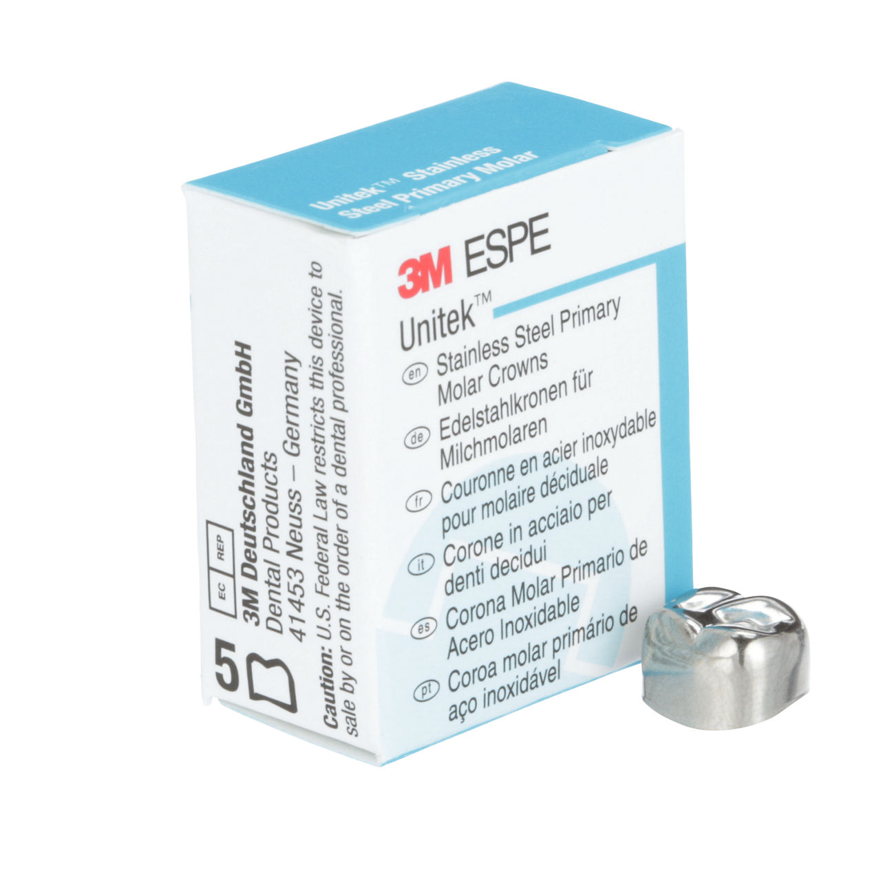 3M ESPE Unitek Stainless Steel Second Primary Molar Crown, 900226, upper right, size 6