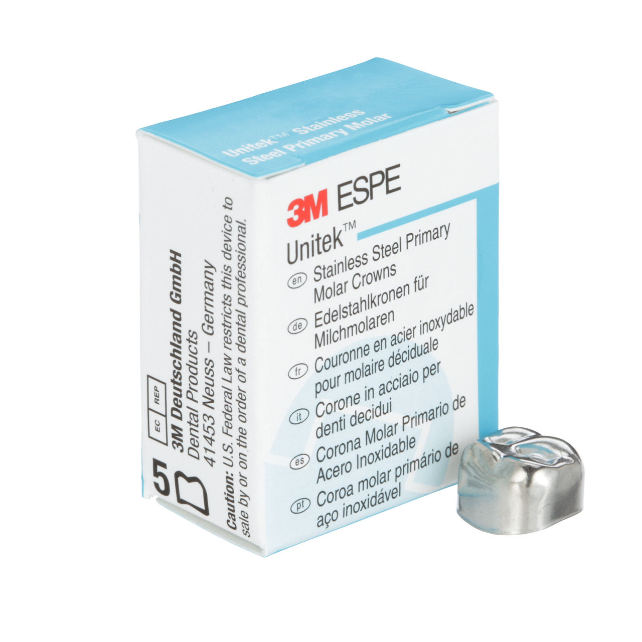 3M ESPE Unitek Stainless Steel Second Primary Molar Crown, 900227, upper right, size 7