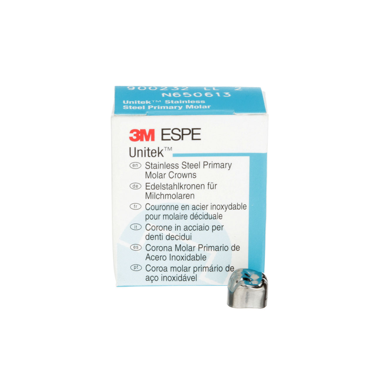 3M™ Unitek™ Stainless Steel Primary Molar Crowns, 900242, Lower RightSecond Primary Molar, Size 2, 5 Crowns