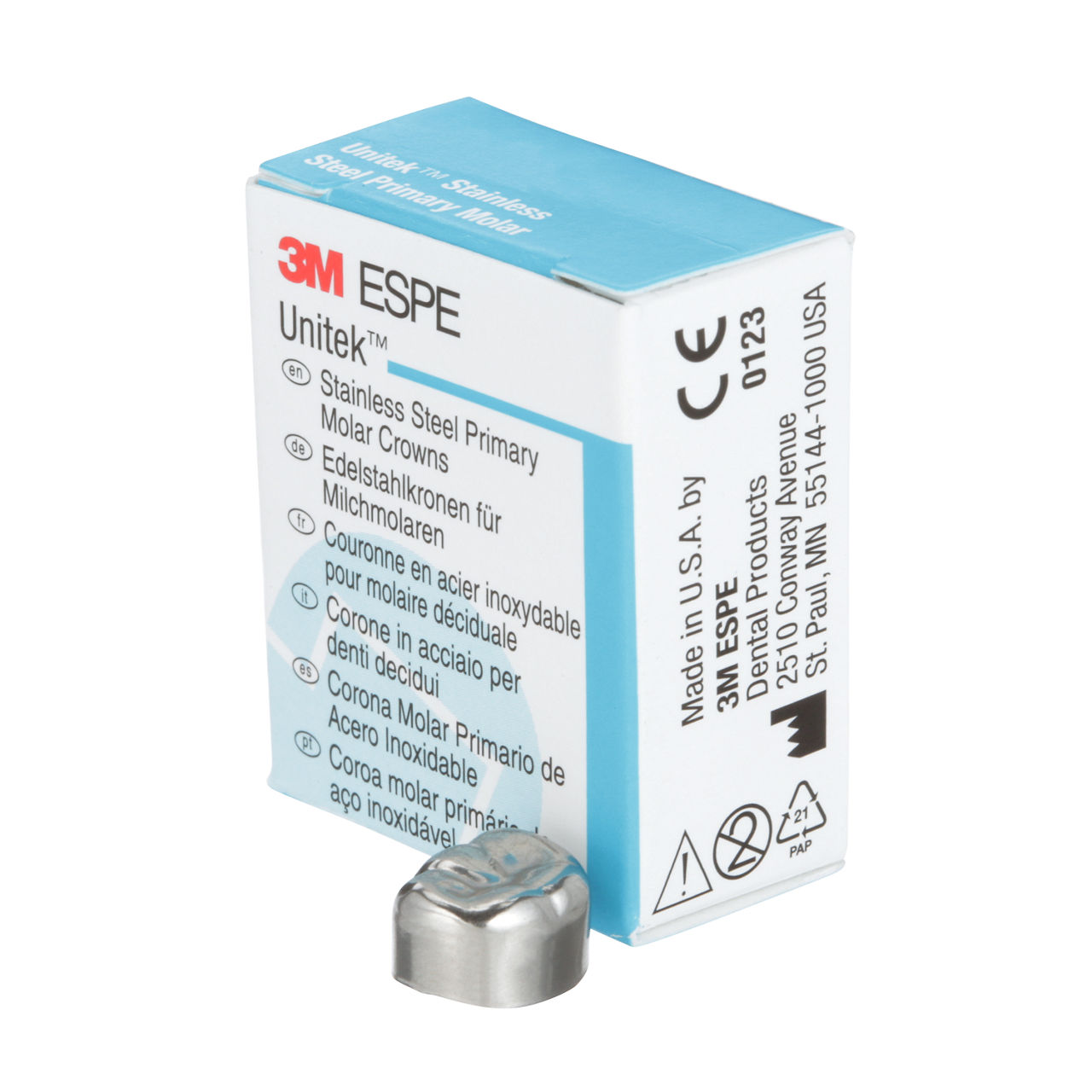 3M ESPE Unitek Stainless Steel Second Primary Molar Crown, 900245, lower right, size 5