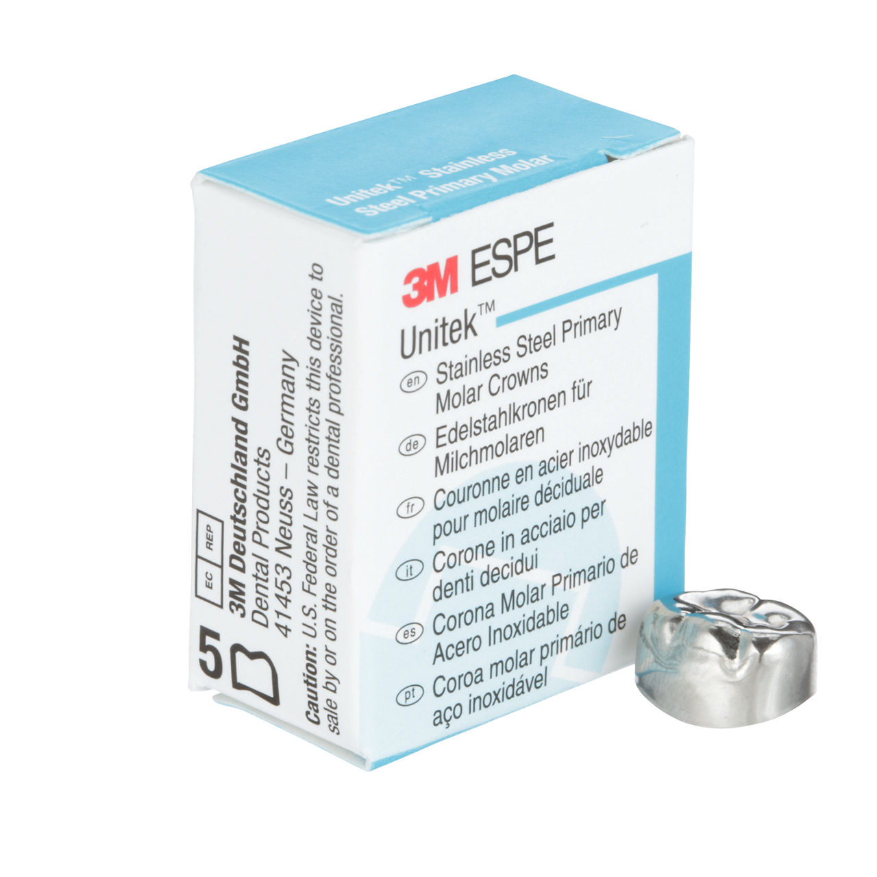3M ESPE Unitek Stainless Steel Second Primary Molar Crown, 900247, lower right, size 7