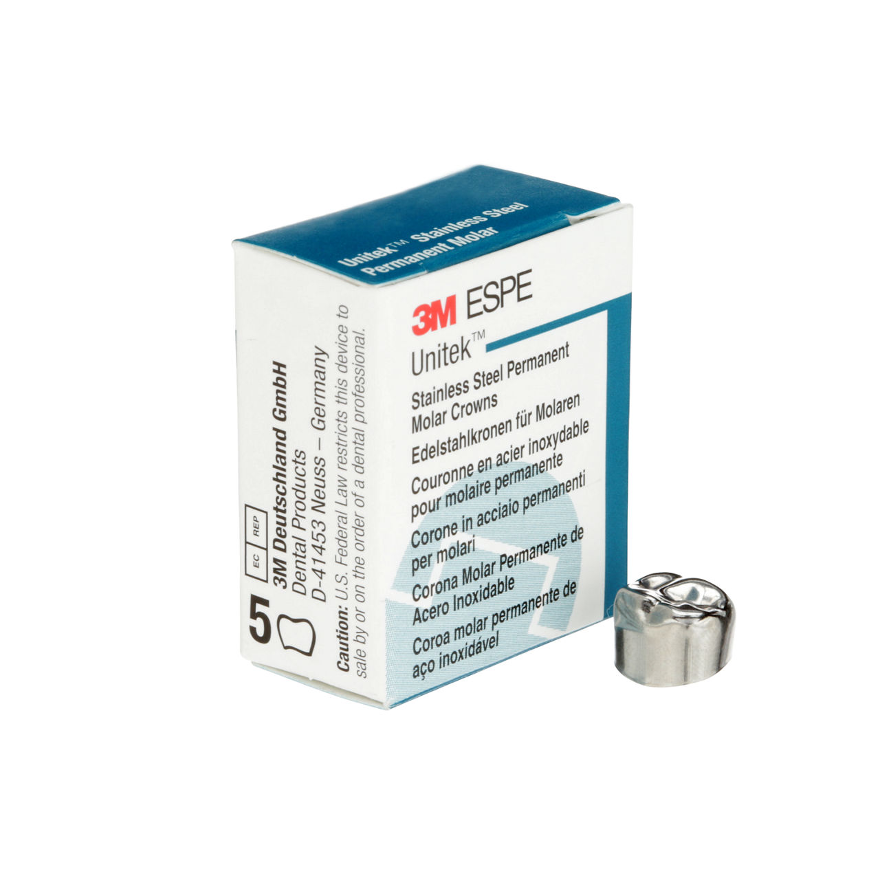 3M ESPE Unitek Stainless Steel First Permanent Molar Crown, 900322, upper right, size 2