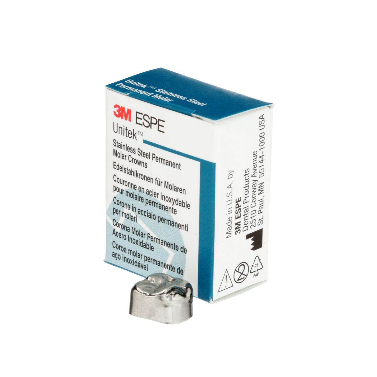 3M ESPE Unitek Stainless Steel First Permanent Molar Crown, 900322, upper right, size 2