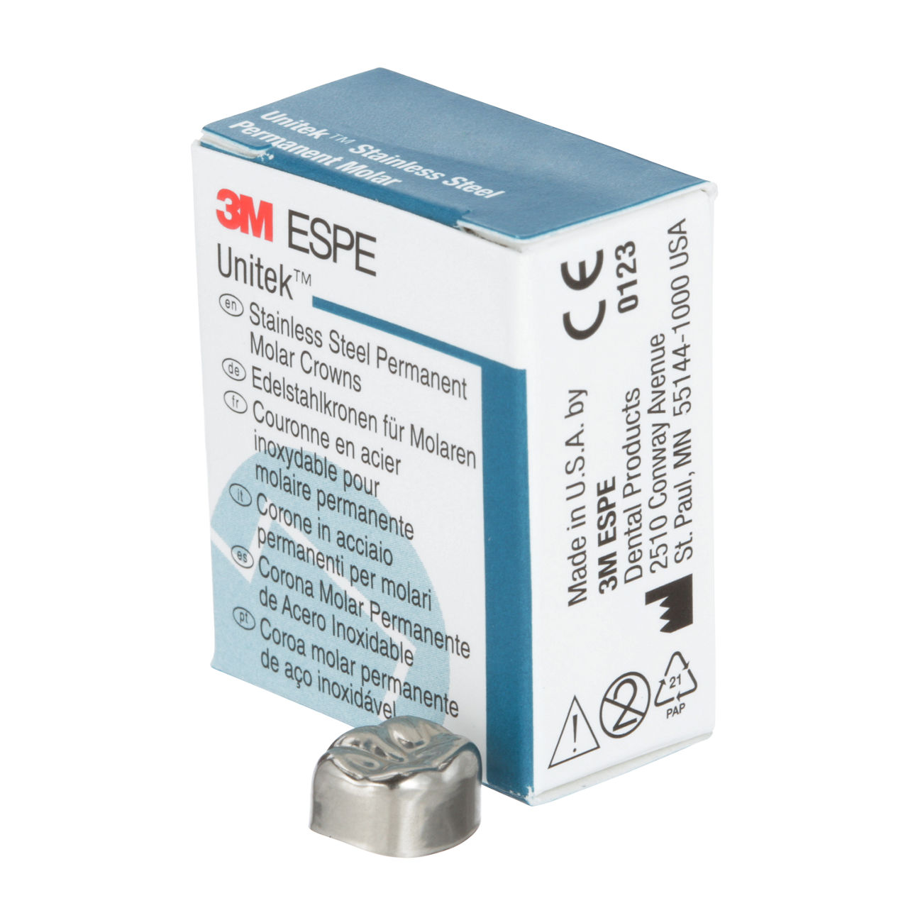 3M ESPE Unitek Stainless Steel First Permanent Molar Crown, 900341, lower right, size 1