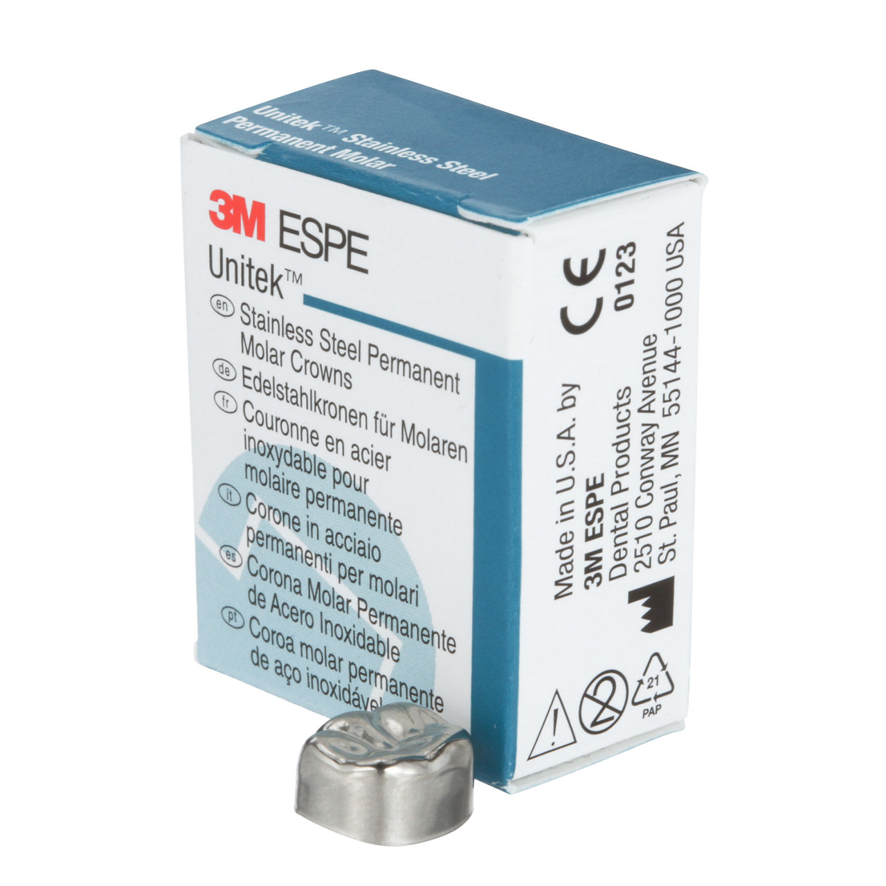 3M ESPE Unitek Stainless Steel First Permanent Molar Crown, 900342, lower right, size 2