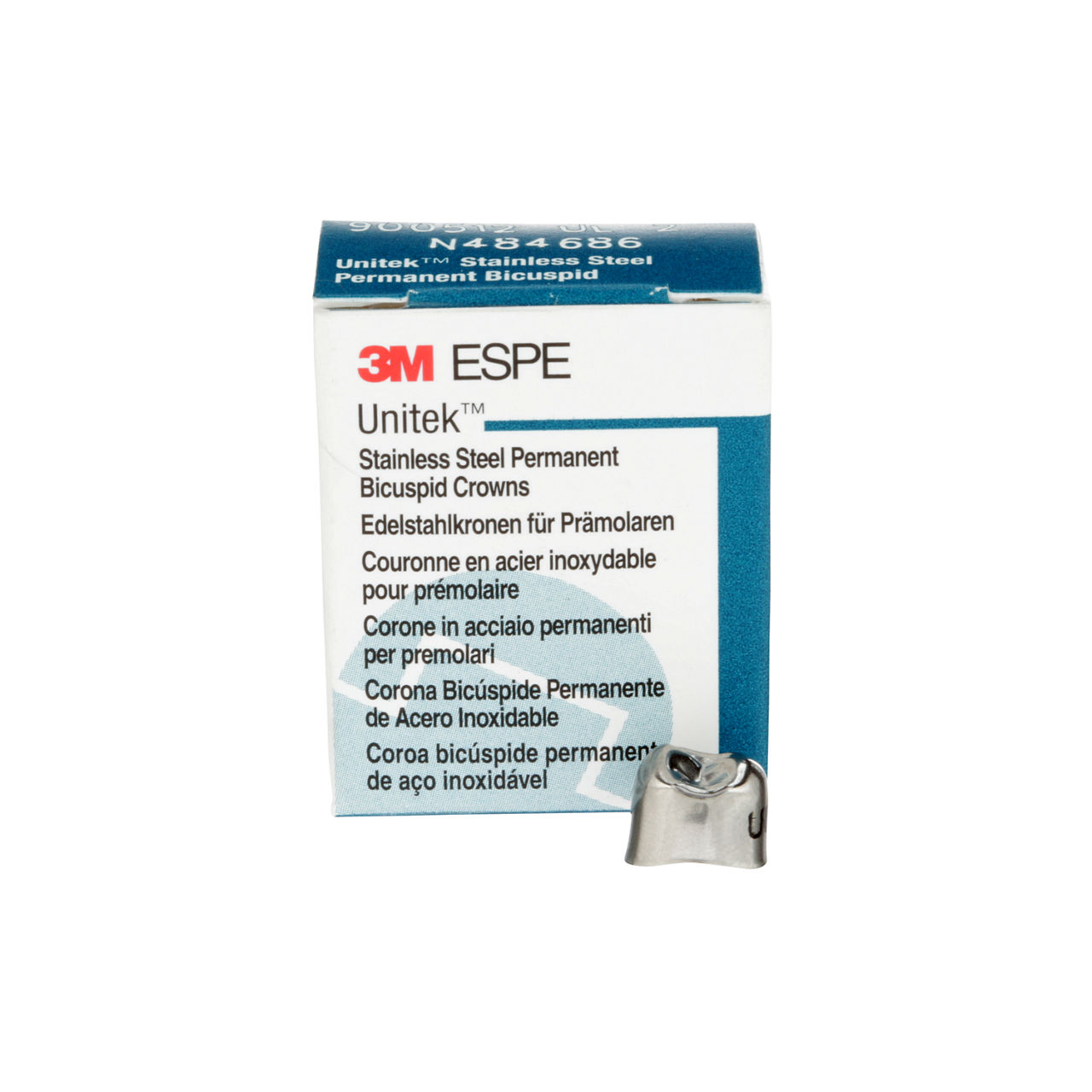 3M™ Unitek™ Stainless Steel Permanent Bicuspid Crowns, 900512, UpperLeft First Bicuspid, Size 2, 5 Crowns