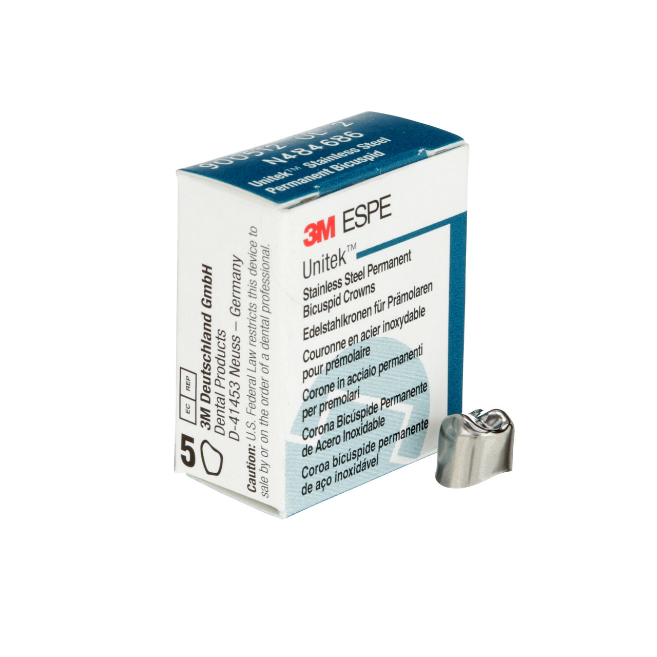 3M Unitek SS Prmnnt Frst Bicuspd, Upr Left, Sze2 (5/box), 900512