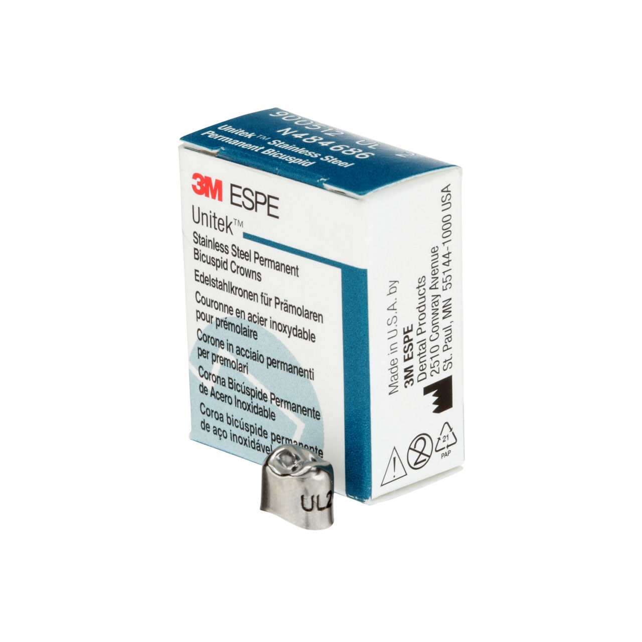 3M Unitek SS Prmnnt Frst Bicuspd, Upr Left, Sze2 (5/box), 900512