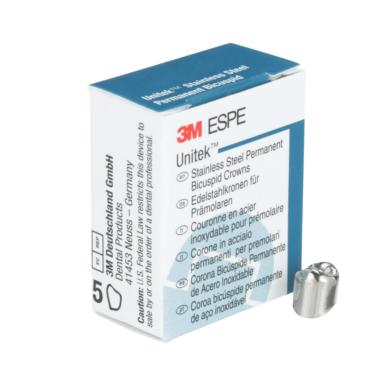 3M ESPE Unitek Stainless Steel Permanent First Bicuspid Crown, 900520, upper right, size 0