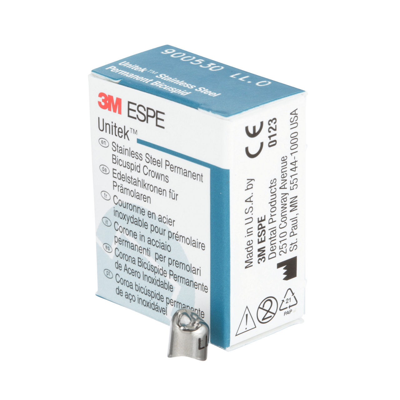 3M ESPE Unitek Stainless Steel Permanent First Bicuspid Crown, 900530, lower left