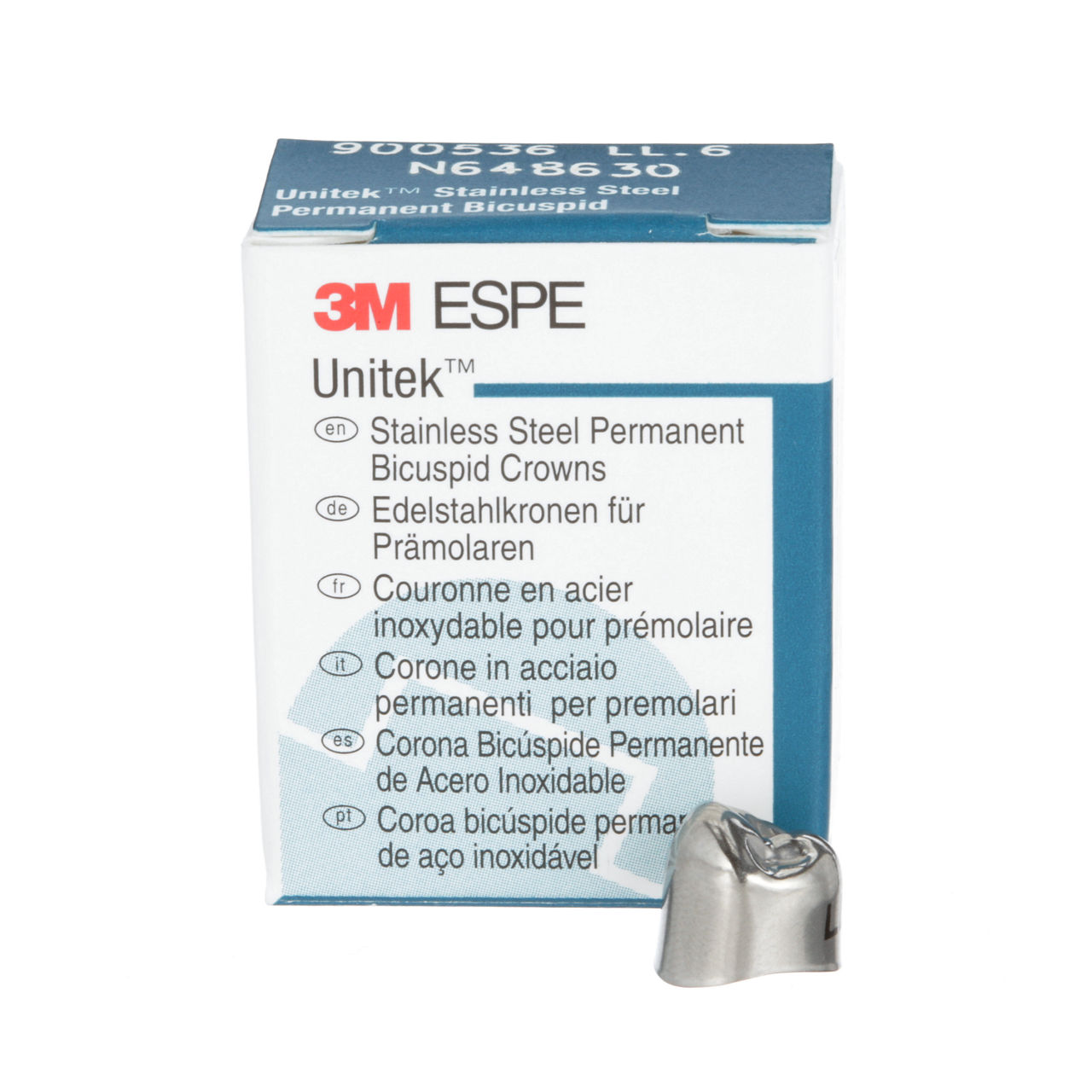 3M™ Unitek™ Stainless Steel Permanent Bicuspid Crowns, 900536, LowerLeft First Bicuspid, Size 6, 5 Crowns