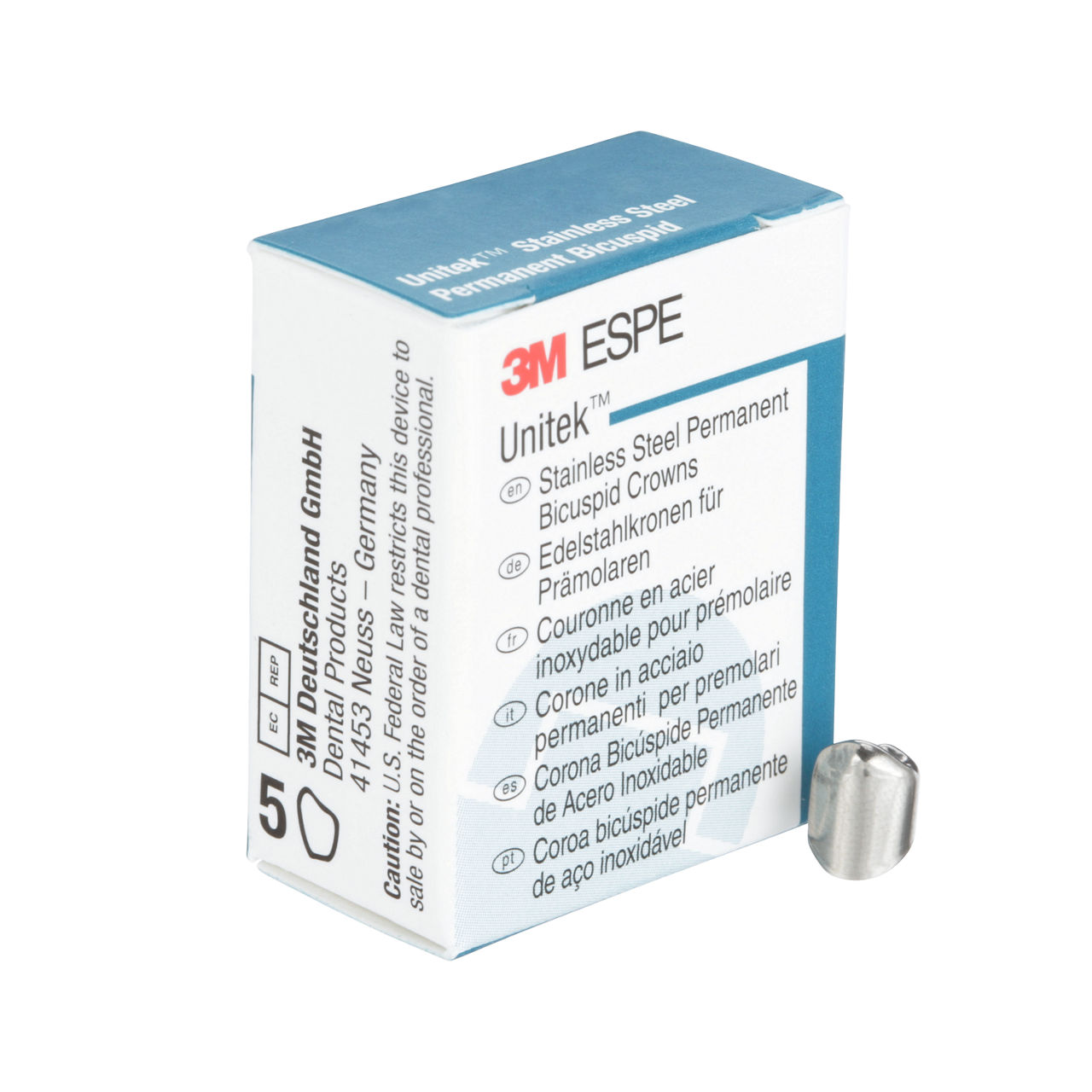 3M ESPE Unitek Stainless Steel Permanent First Bicuspid Crown, 900540, lower right, size 0