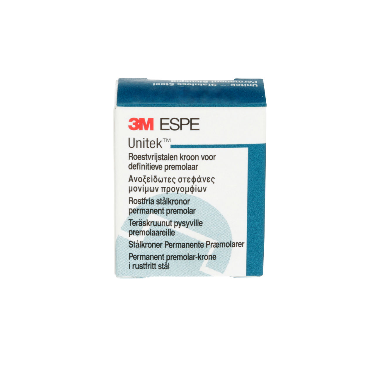 3M ESPE Unitek Stainless Steel Permanent First Bicuspid Crown, 900543, lower right, size 3