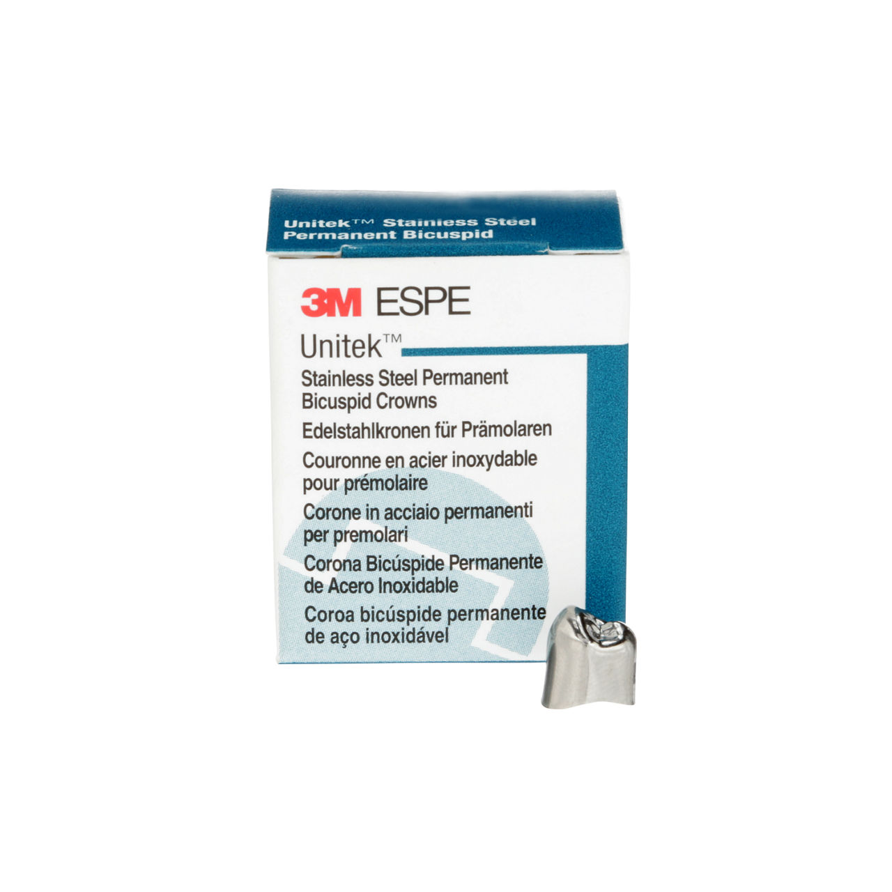 3M™ Unitek™ Stainless Steel Permanent Bicuspid Crowns, 900543, LowerRight First Bicuspid, Size 3, 5 Crowns