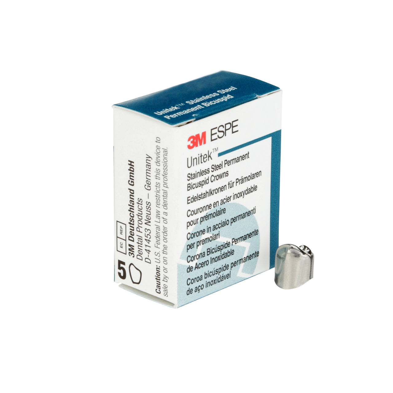 3M ESPE Unitek Stainless Steel Permanent First Bicuspid Crown, 900543, lower right, size 3