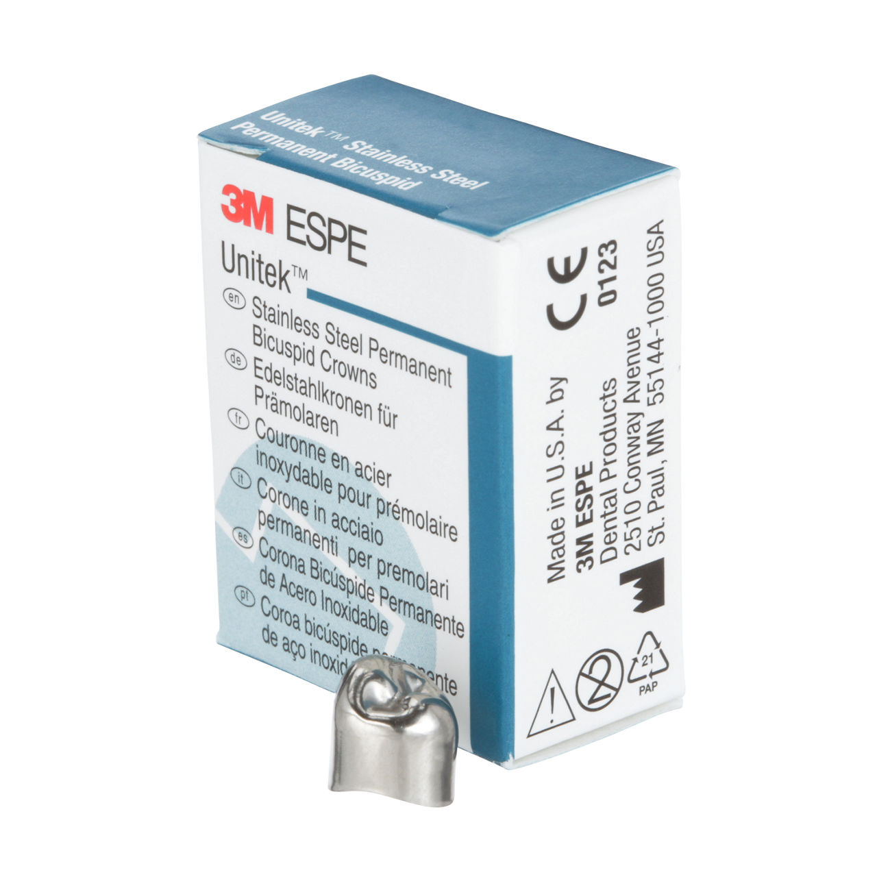 3M ESPE Unitek Stainless Steel Permanent First Bicuspid Crown, 900545, lower right