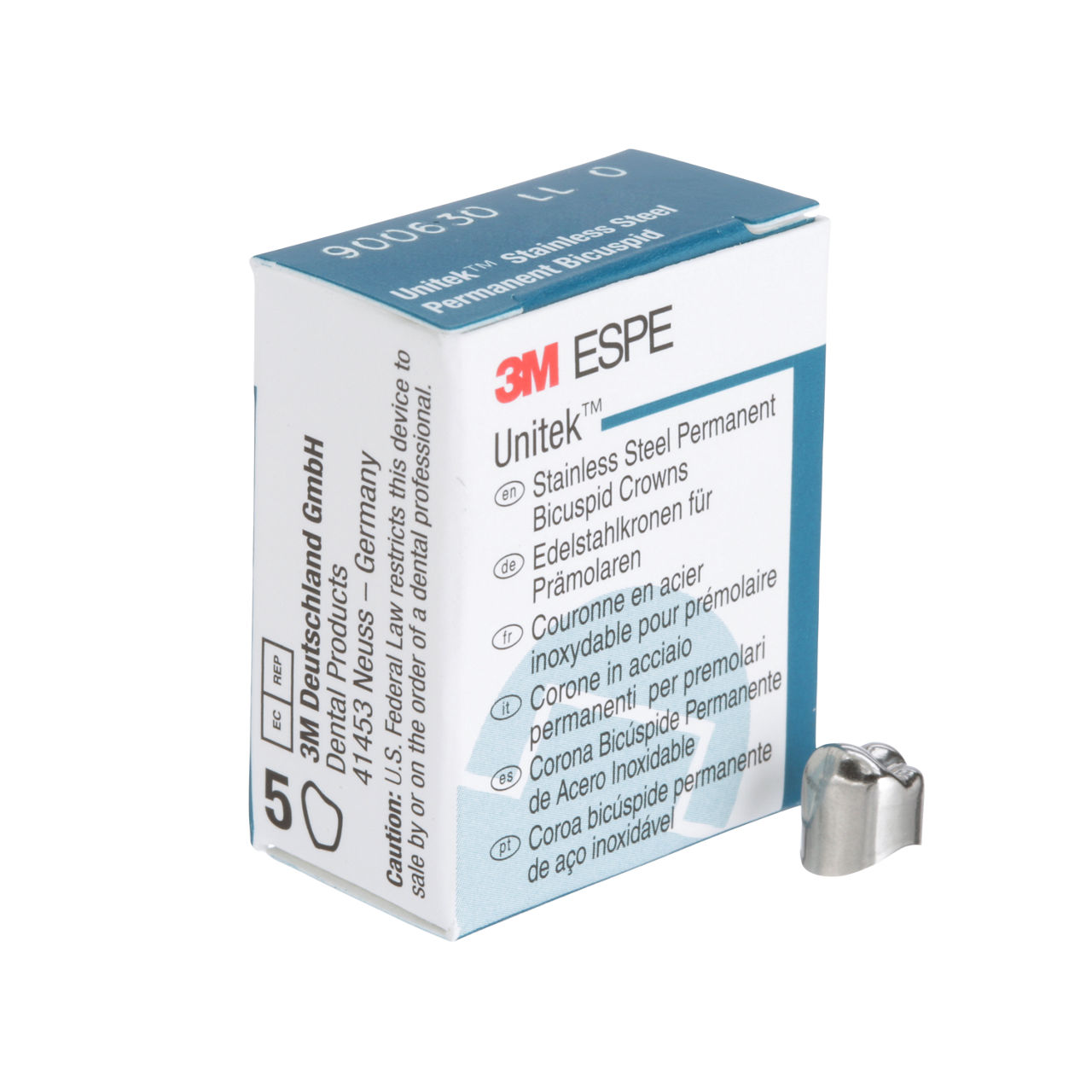 3M ESPE Unitek Stainless Steel Permanent Second Bicuspid Crown, 900630, lower left, size 0
