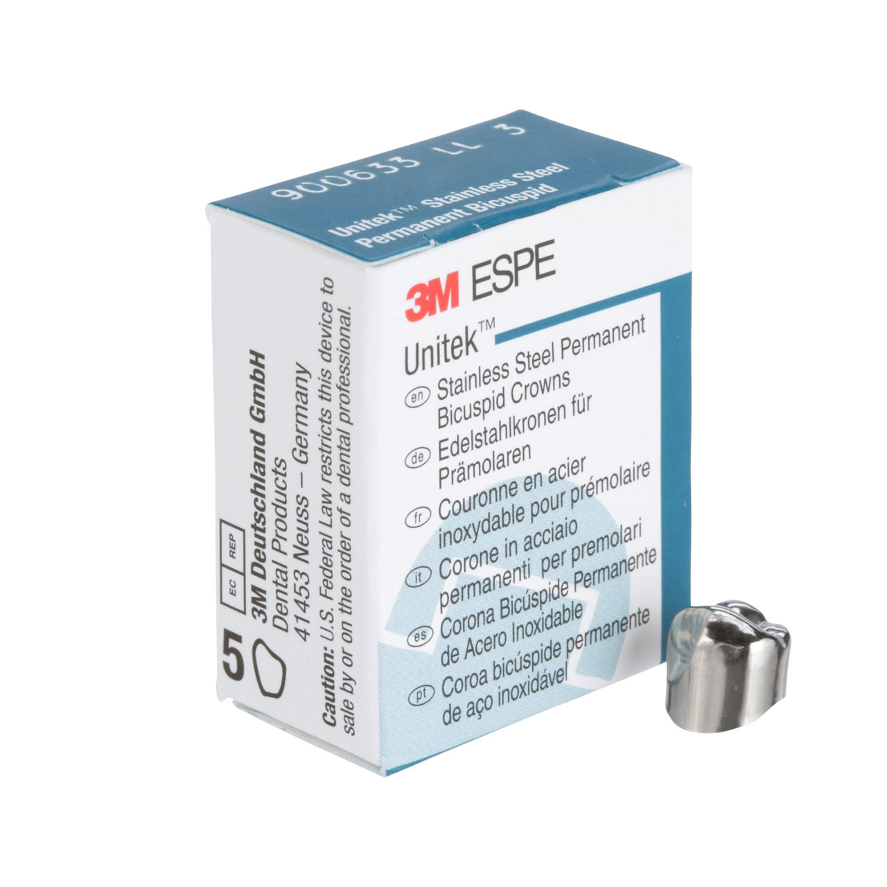 900633 UNITEK 2ND BICUSP SS LL-3, 5/PAC