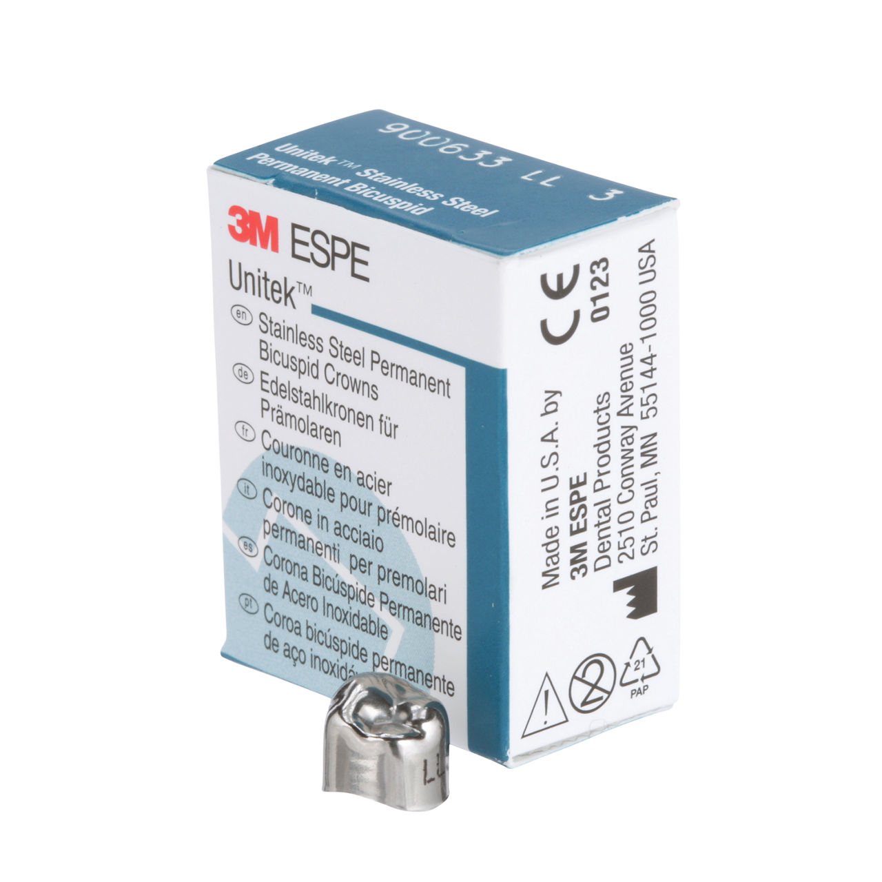 900633 UNITEK 2ND BICUSP SS LL-3, 5/PAC