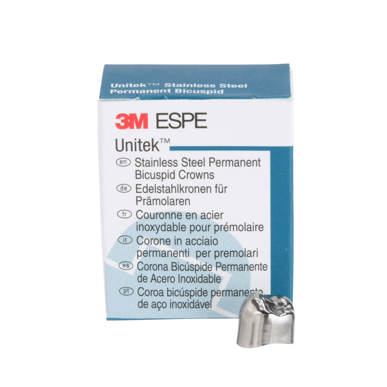 3M™ Unitek™ Stainless Steel Permanent Bicuspid Crowns, 900643, LowerRight Second Bicuspid, Size 3, 5 Crowns