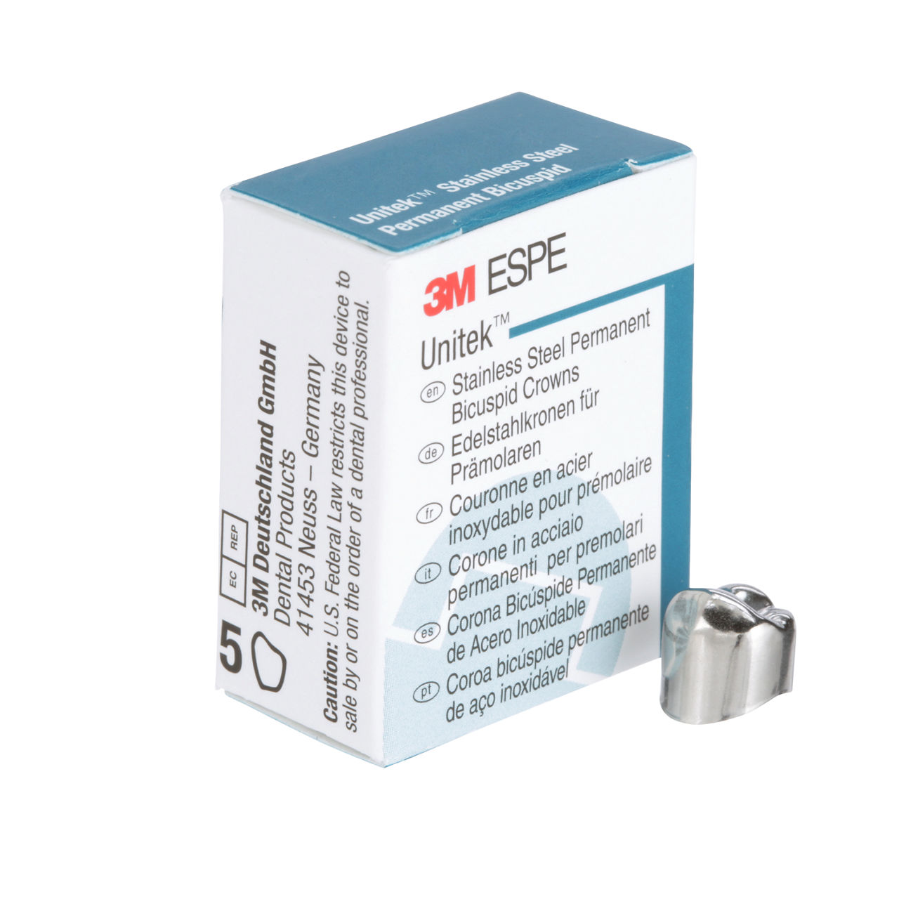 3M ESPE Unitek Stainless Steel Permanent Second Bicuspid Crown, 900644, lower right, size 4