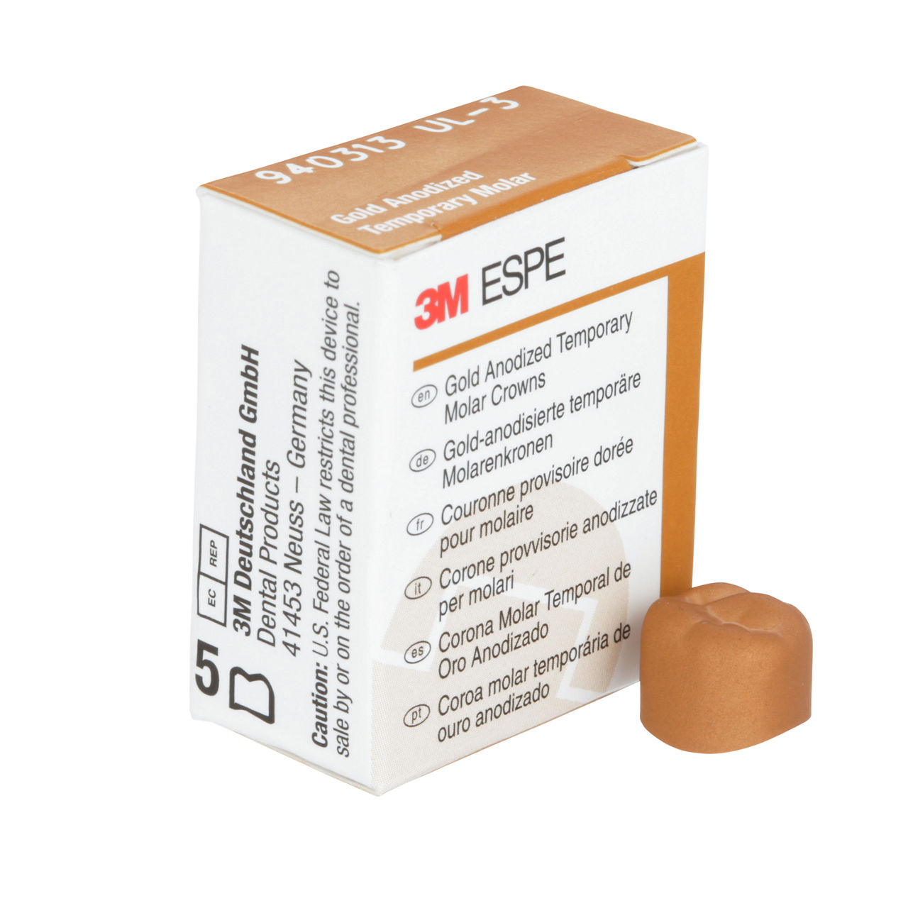 940313 UNITEK GOLD 1ST MOL UL-3, 5/PAC