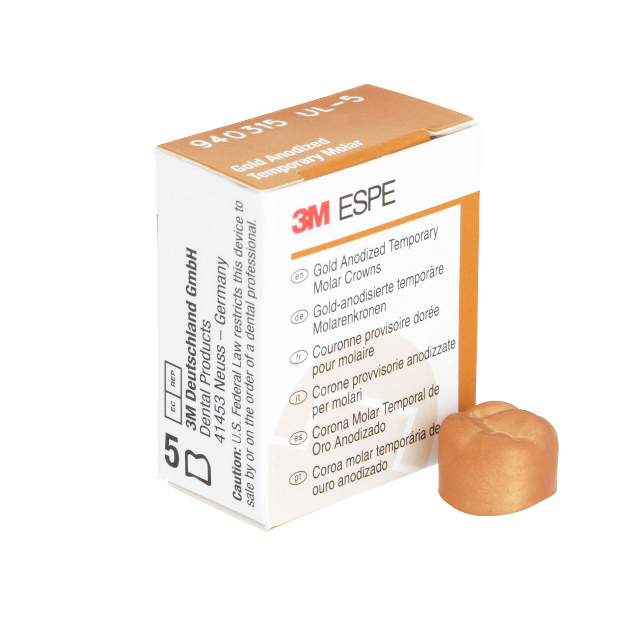 940315 UNITEK GOLD 1ST MOL UL-5, 5/PAC