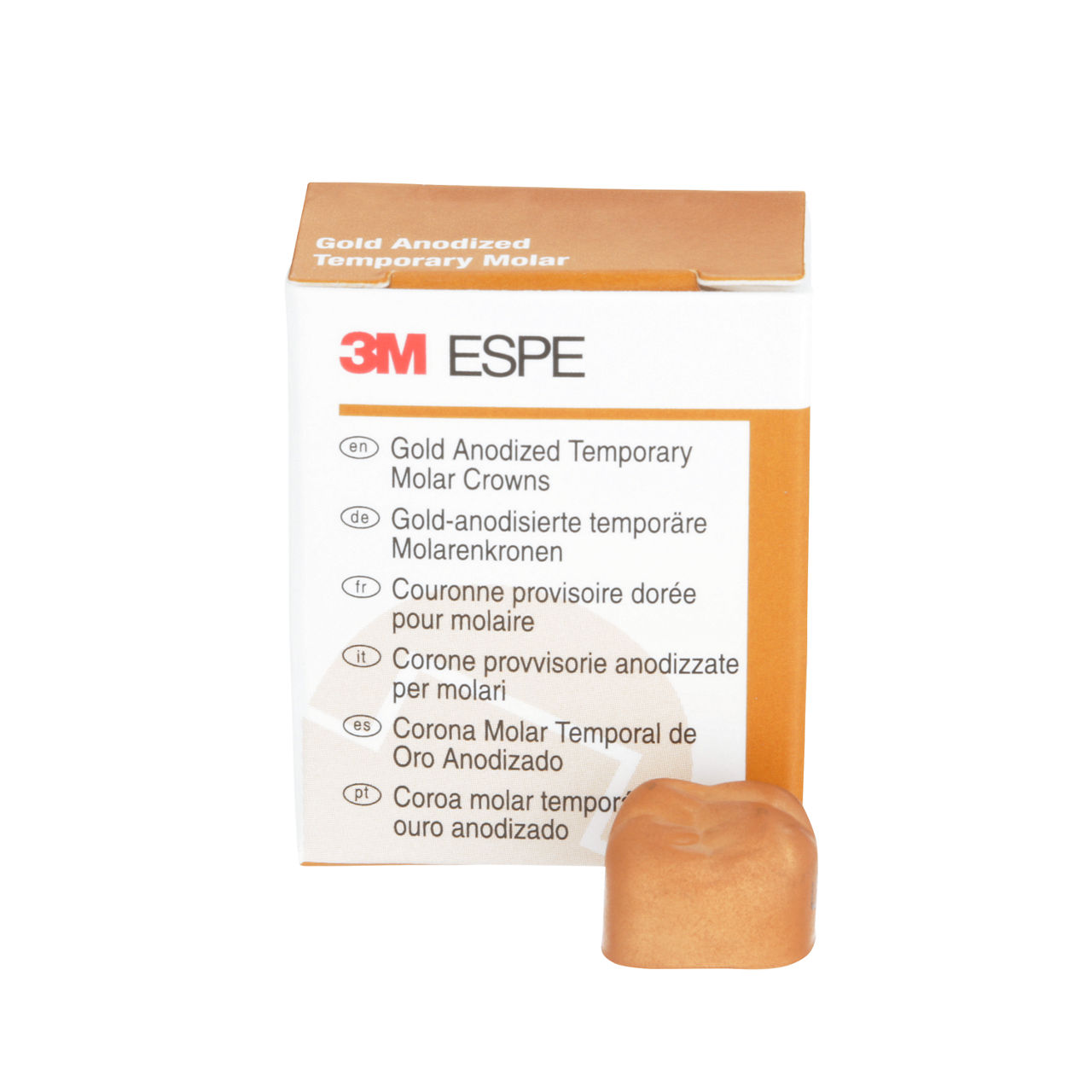 3M™ Gold Anodized Temporary Molar Crowns, 940325, Upper Right FirstMolar, Size 5, 5 Crowns