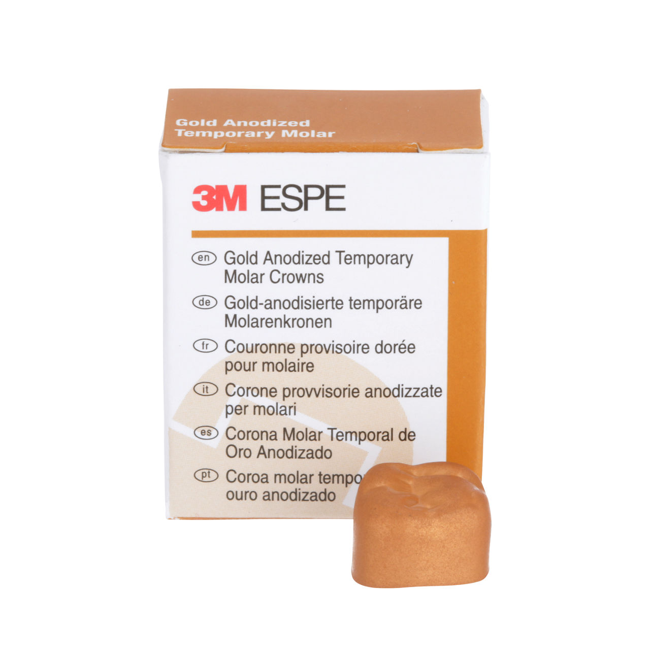 3M™ Gold Anodized Temporary Molar Crowns, 940326, Upper Right FirstMolar, Size 6, 5 Crowns